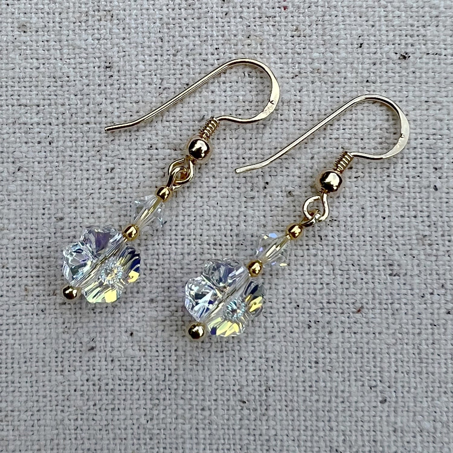Pendientes Crystal AB y plata chapada en oro