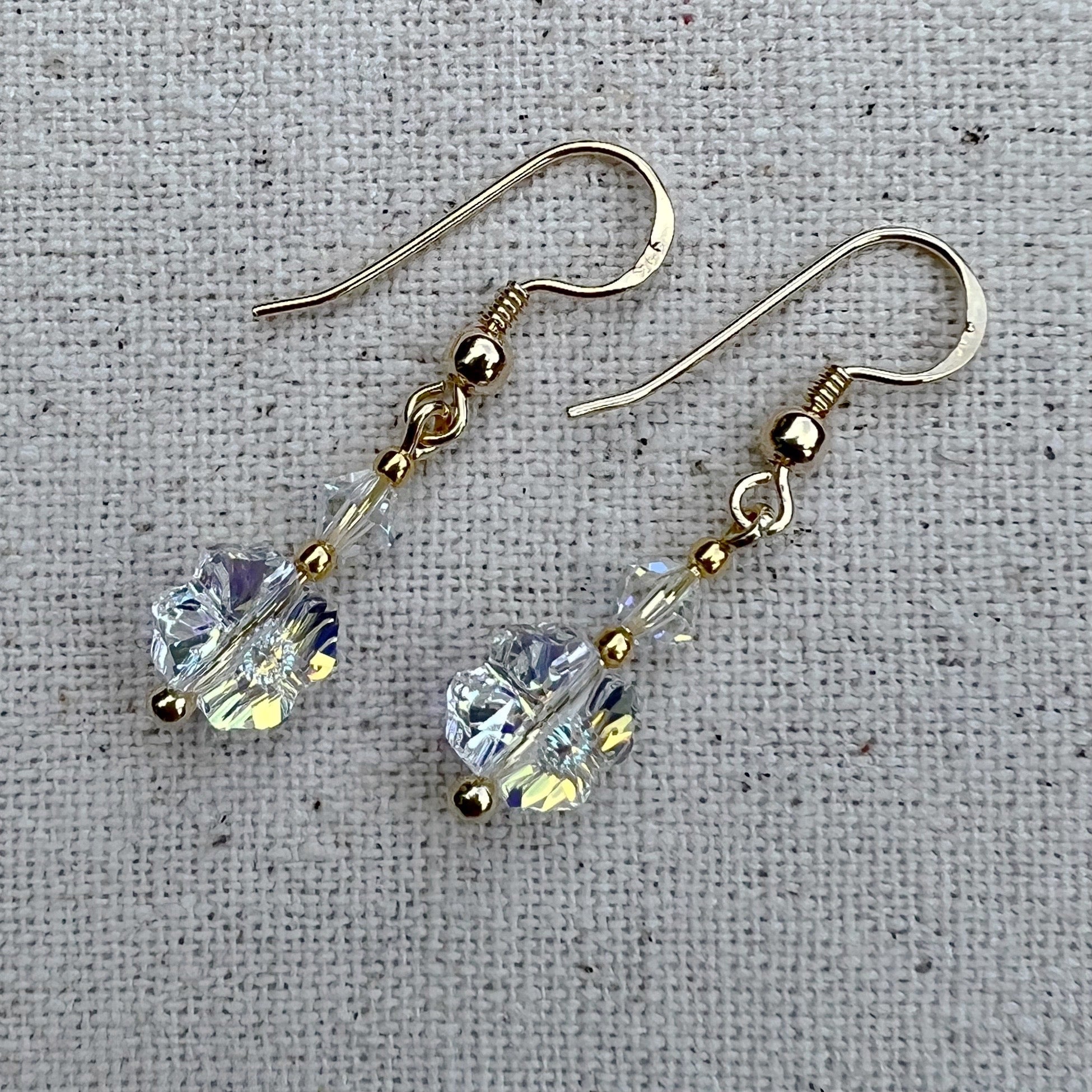 Pendientes Crystal AB y plata chapada en oro
