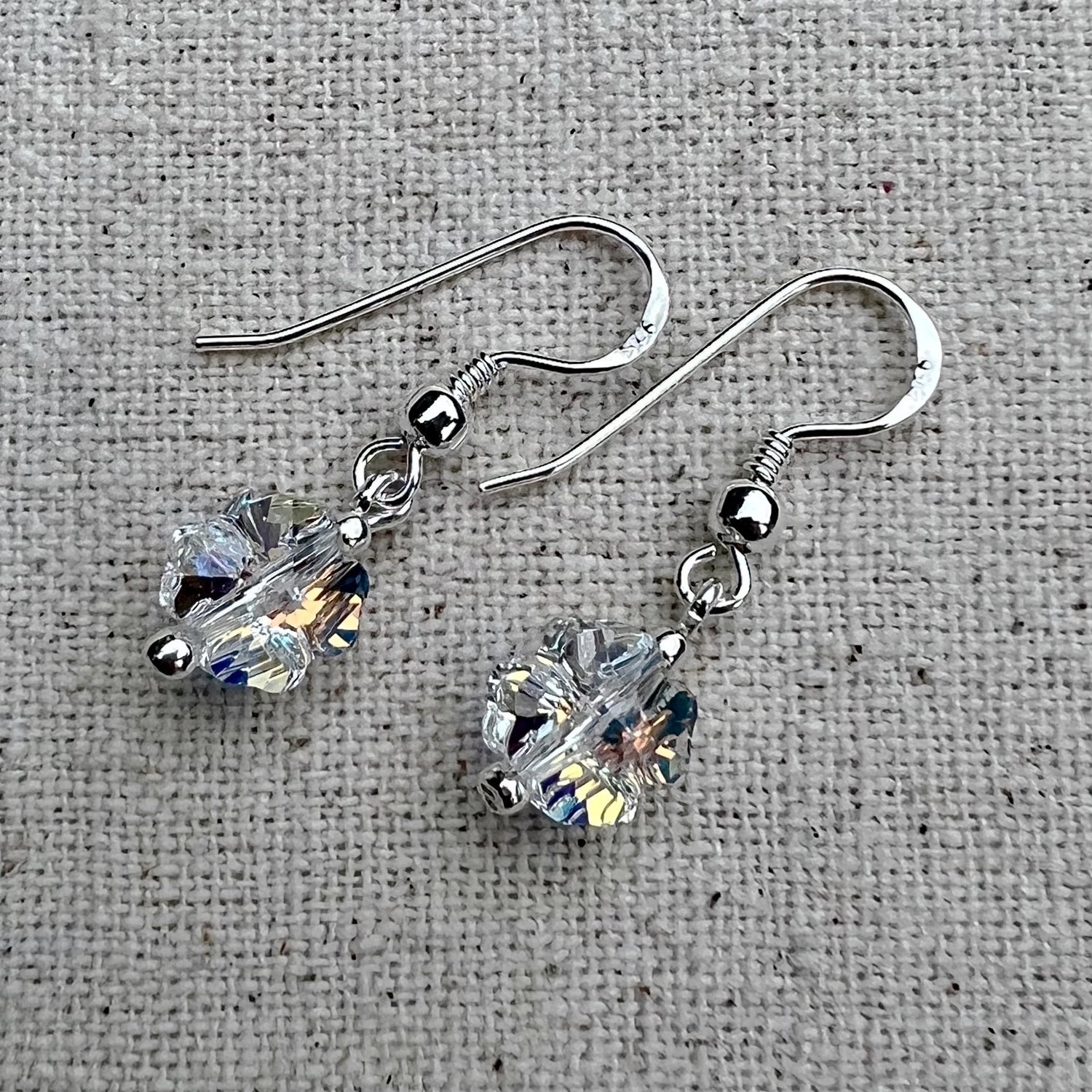 Pendientes en Crystal AB y plata