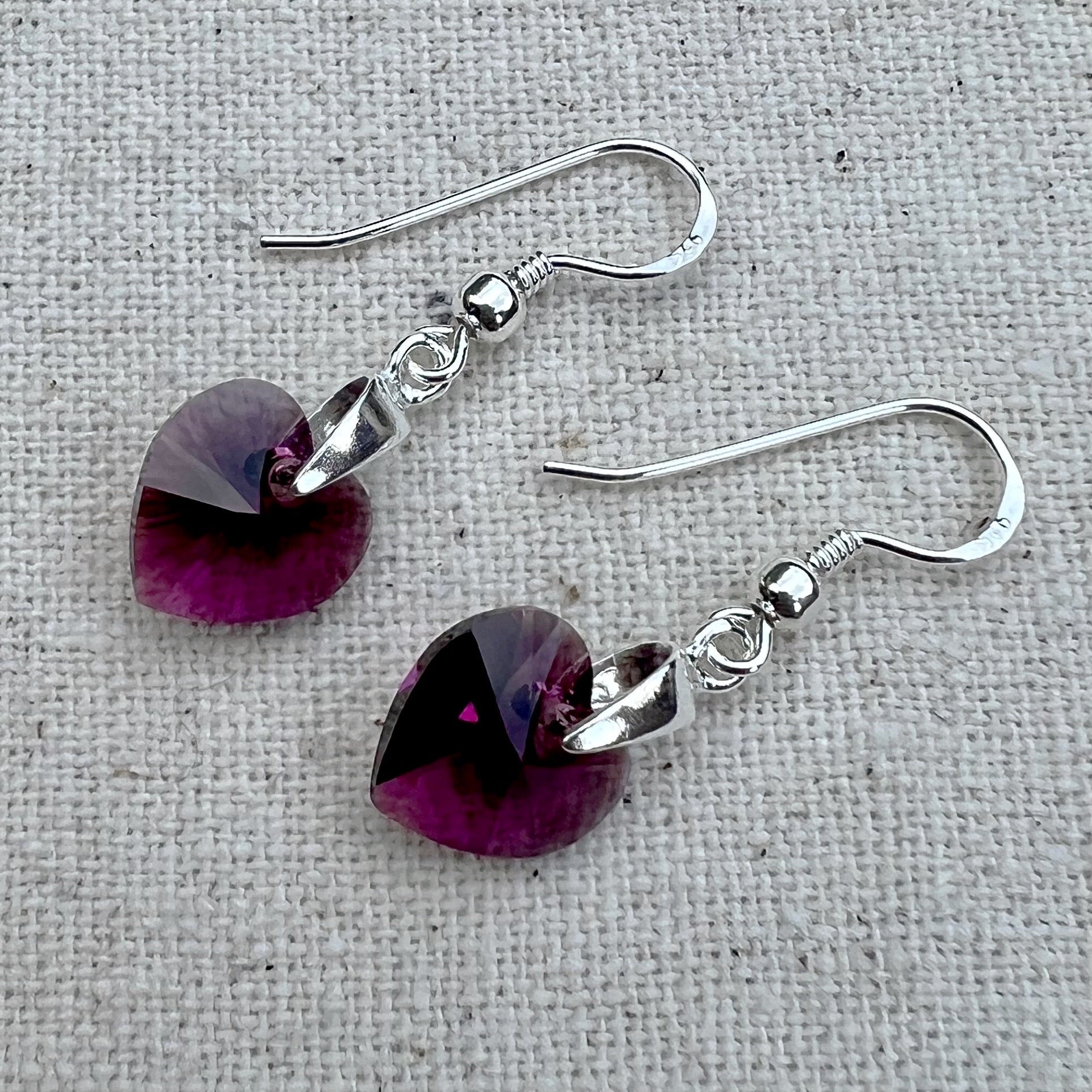 Pendientes en Amethyst y plata