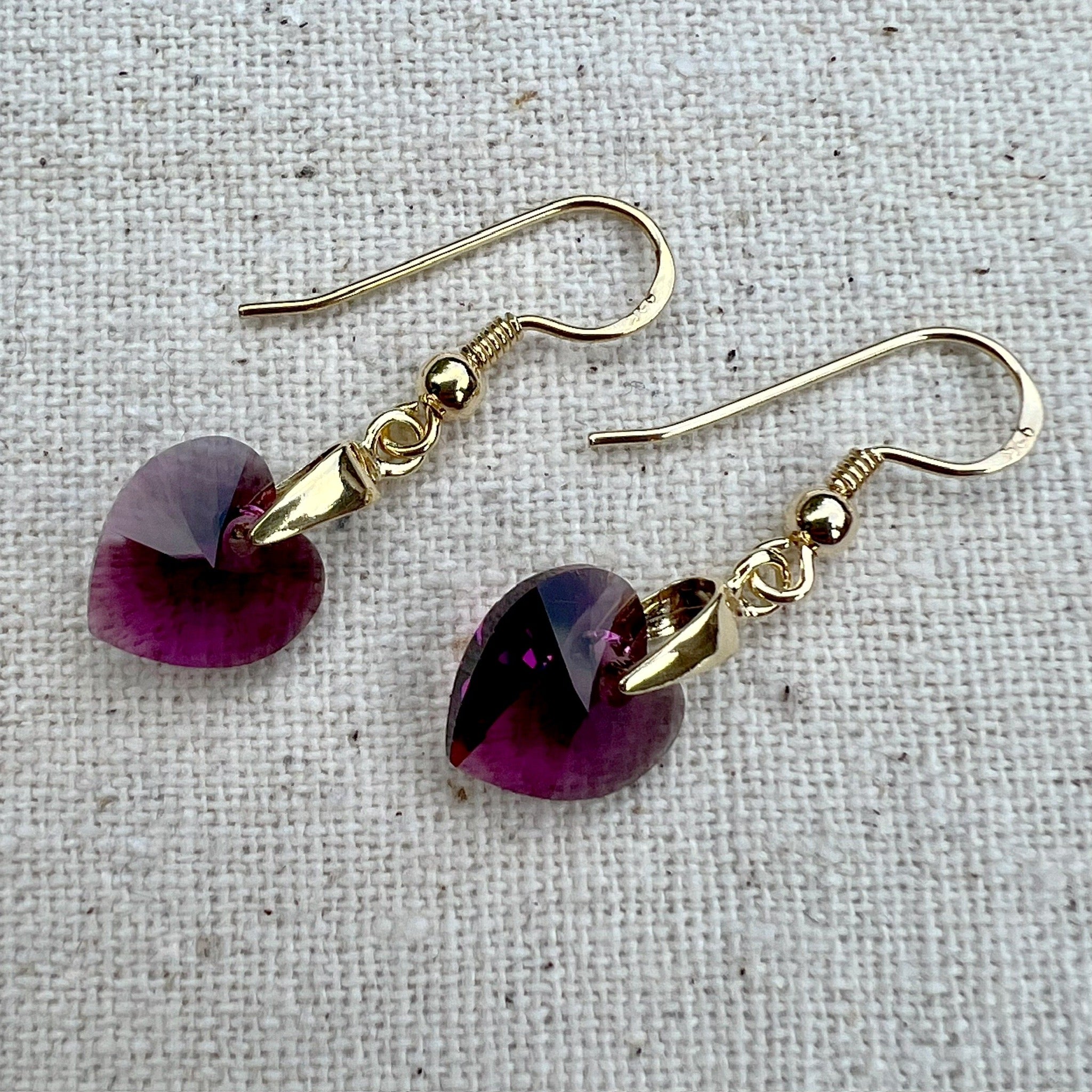 Pendientes en Amethyst y plata chapada oro
