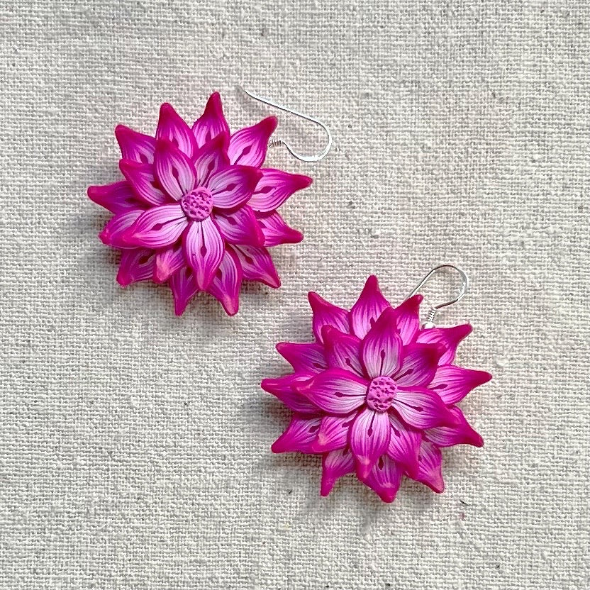 Pendientes flor en rosa