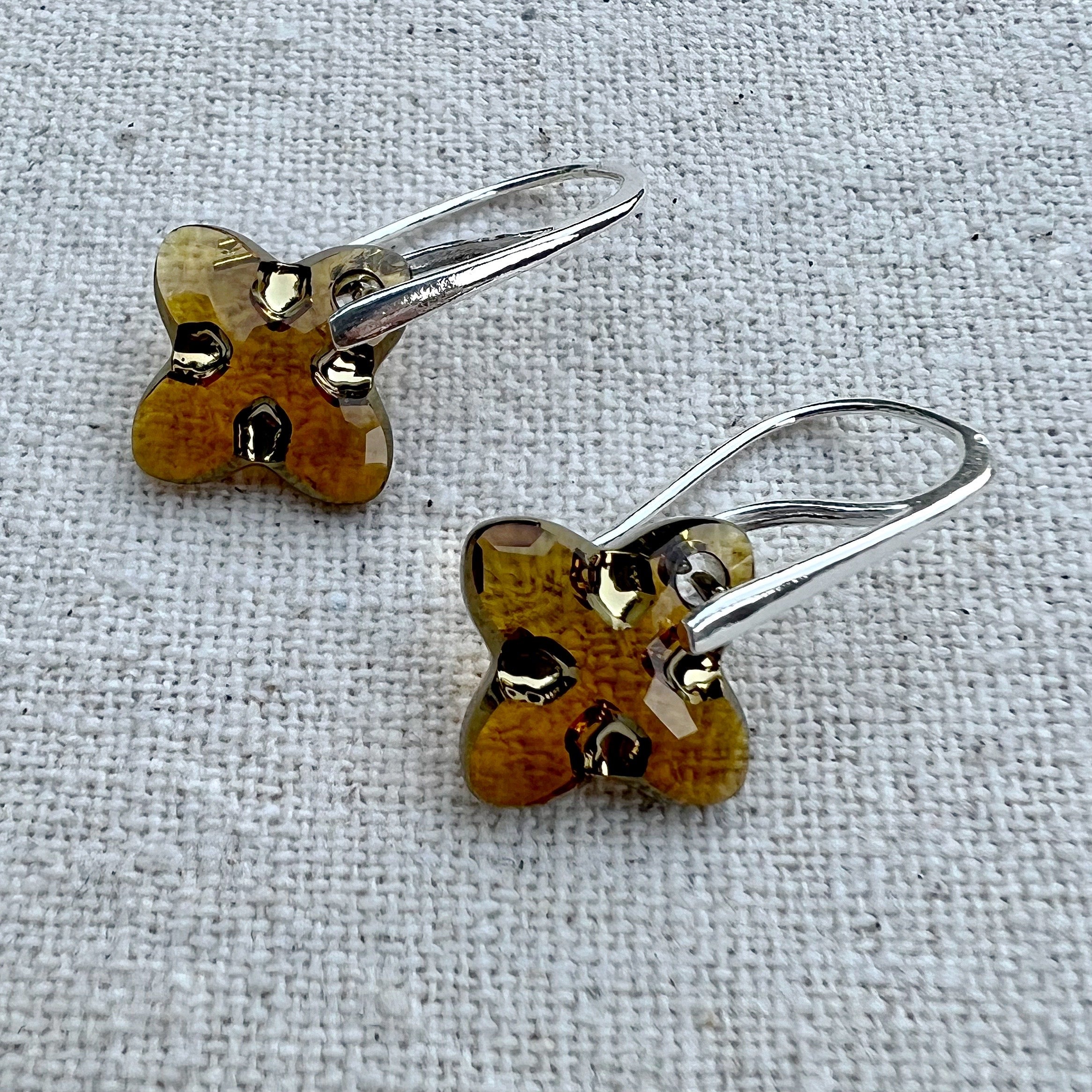 Pendientes en Topaz Dorado y plata