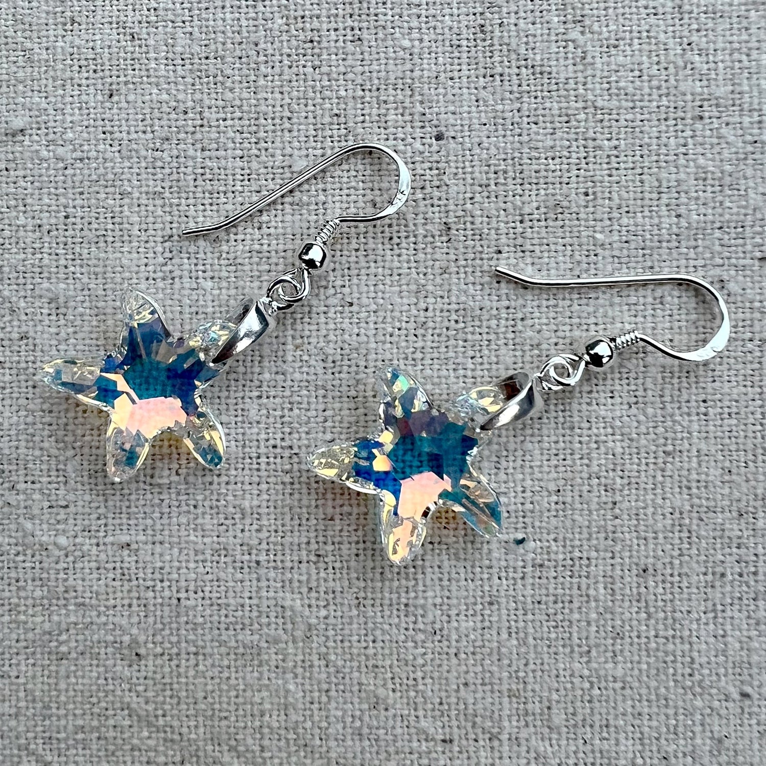 Pendientes en Crystal AB y plata