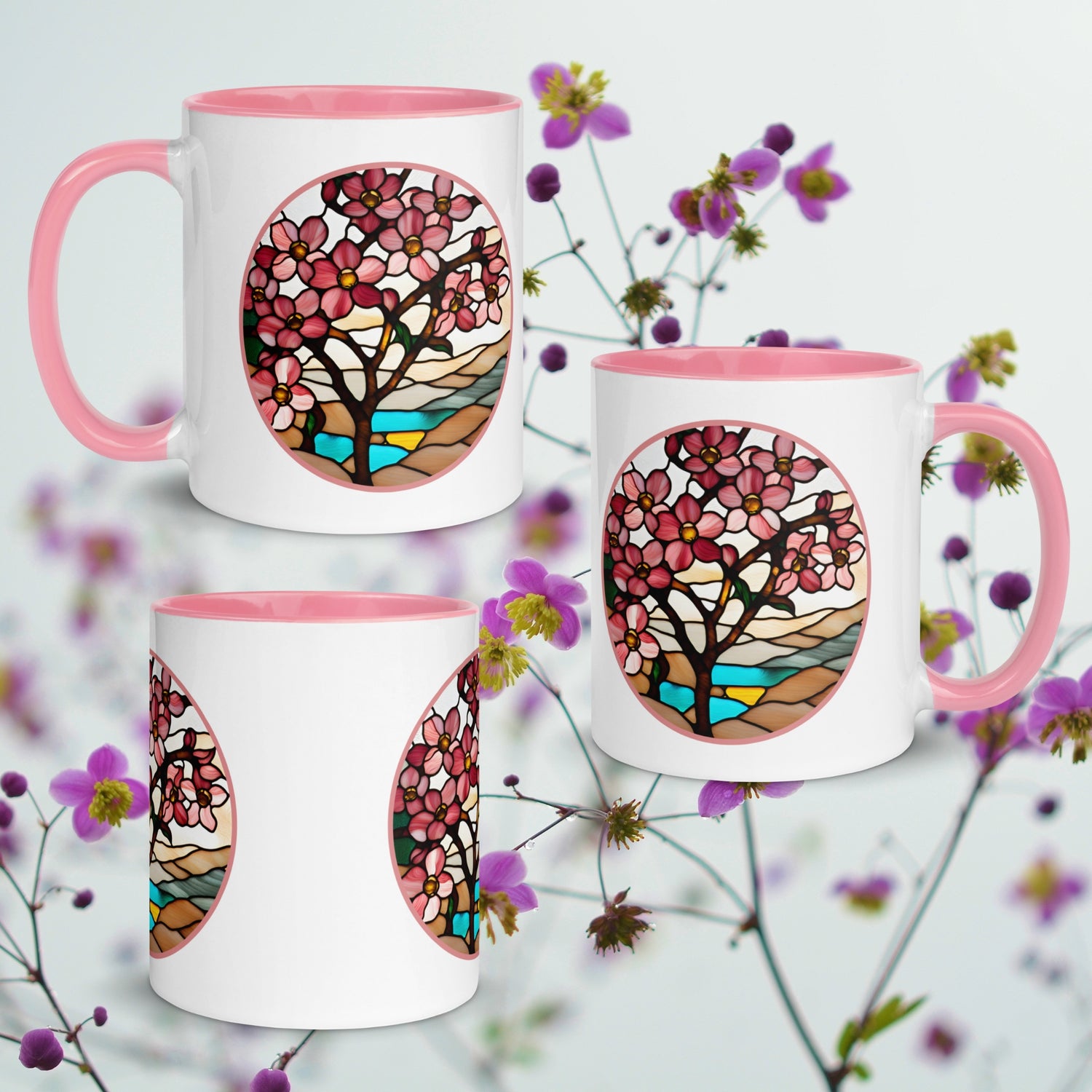 Vista derecha, izquierda y frontal de la taza