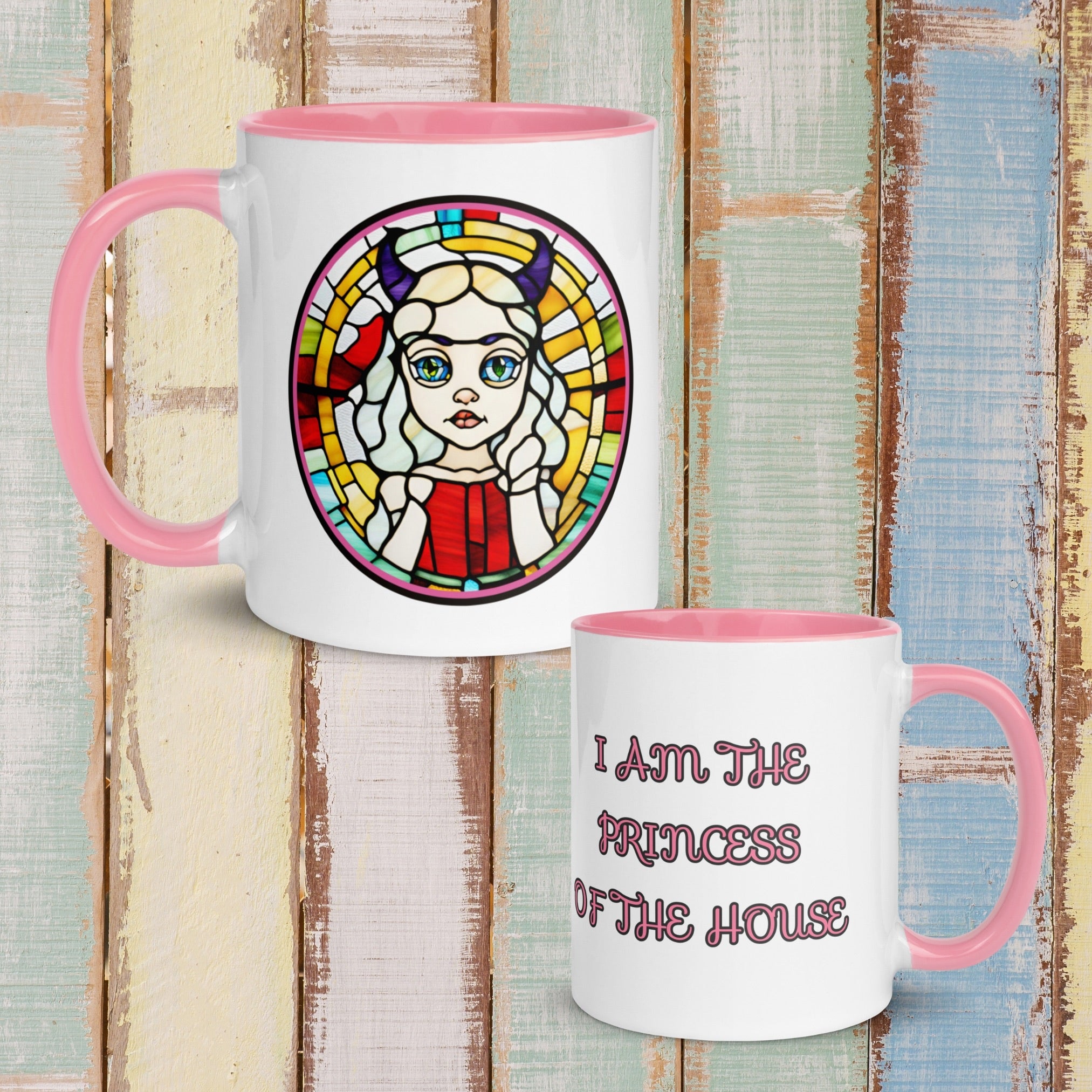 Taza de Princesa de 11 oz - ‘Soy la Princesa de la Casa’ - Diseño Inspirado en Vitral