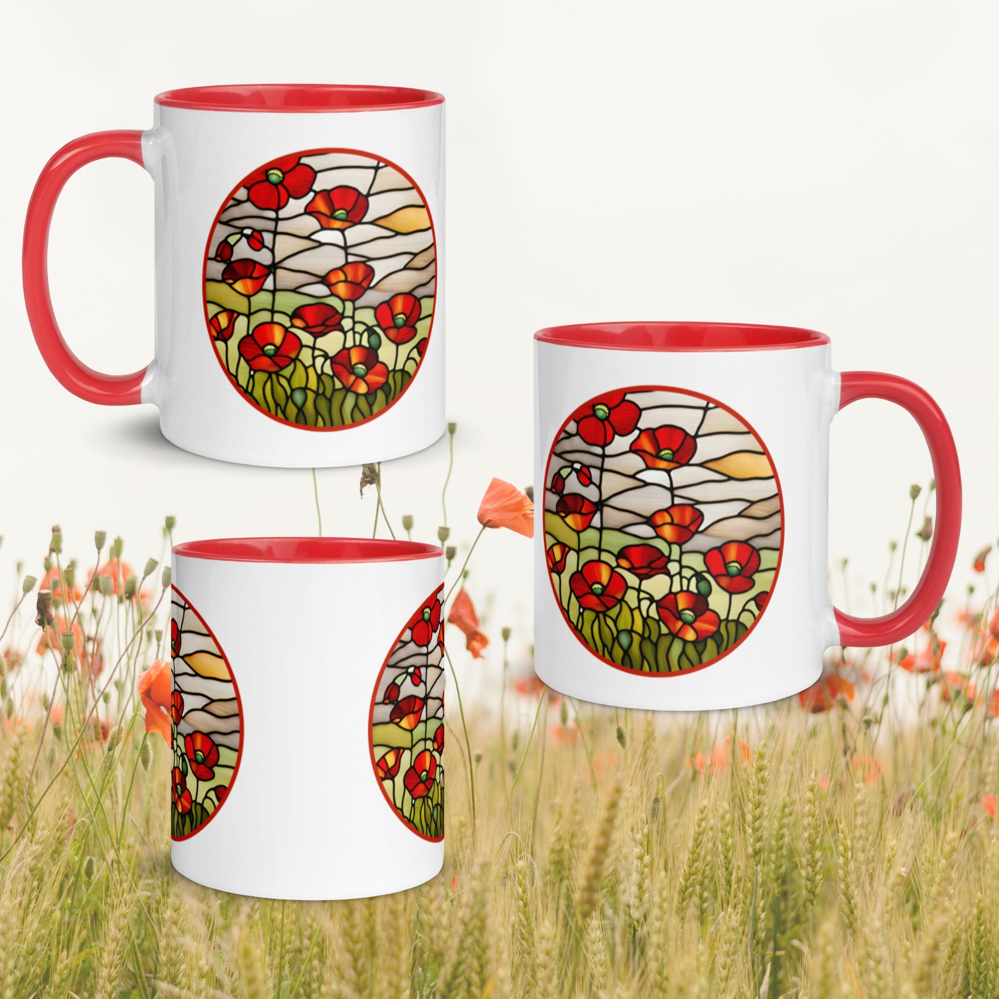 Vista derecha, izquierda y frontal de la taza