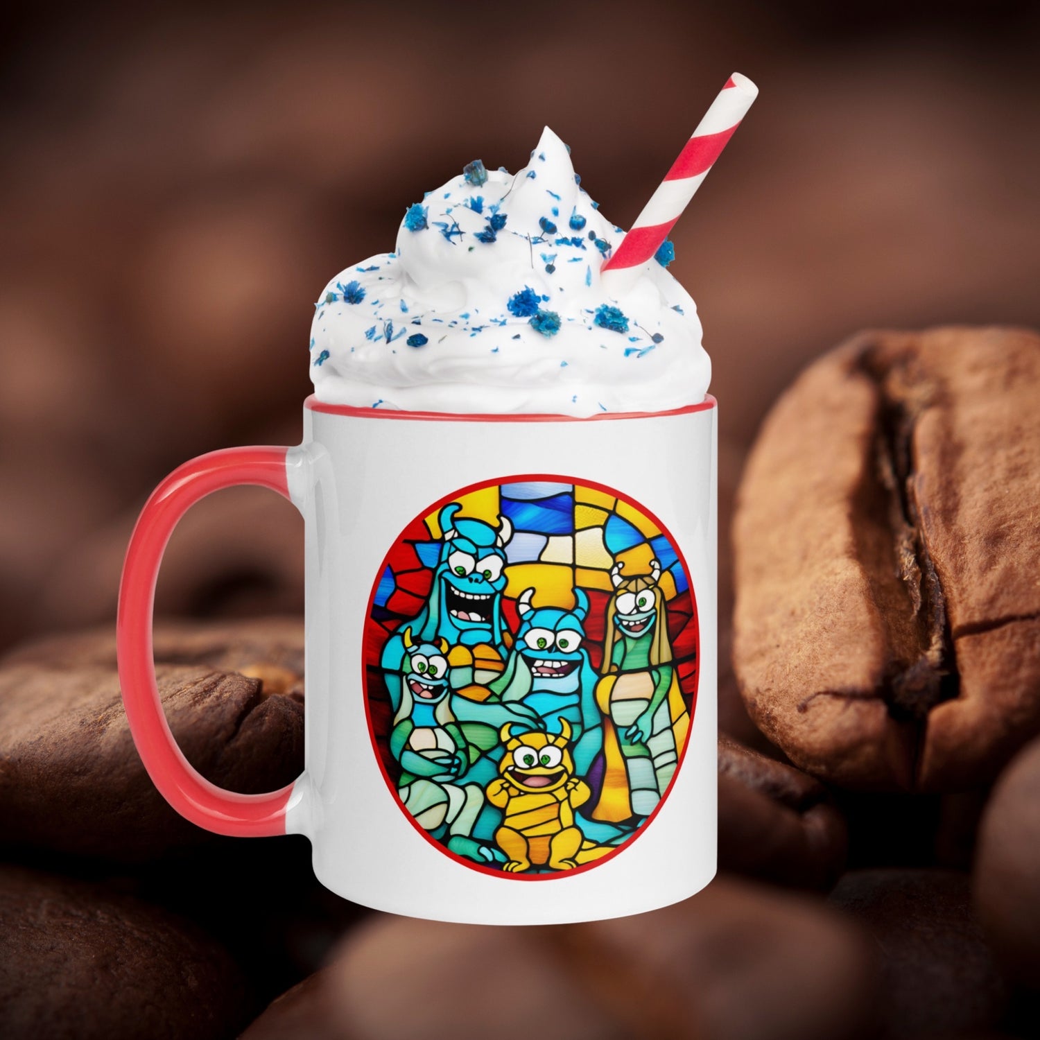 Taza Familiar Monstruosamente Divertida de 11 oz - Arte Vitral Colorido