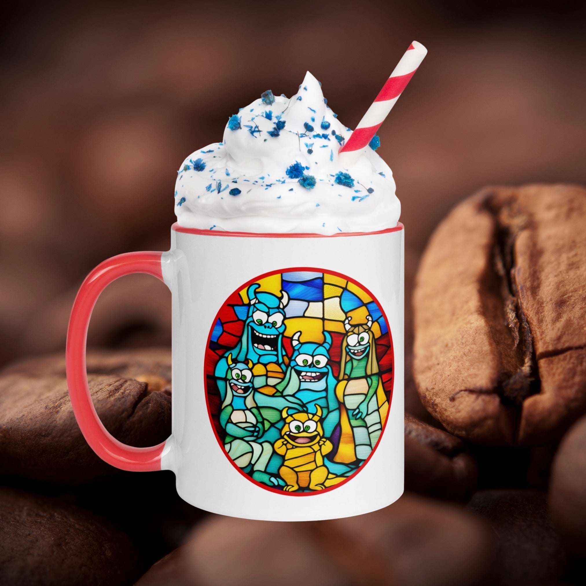 Taza Familiar Monstruosamente Divertida de 11 oz - Arte Vitral Colorido
