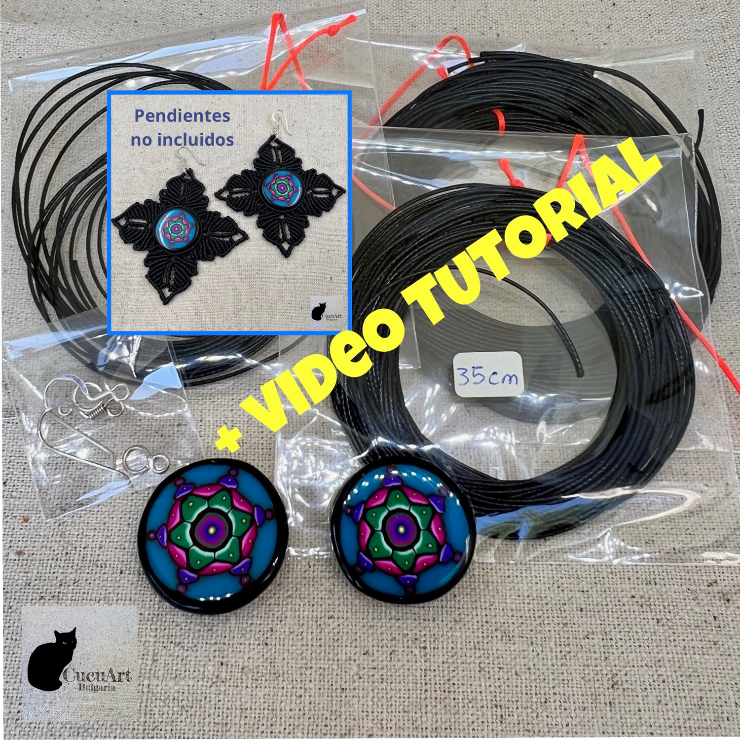 Material incluido en el kit. Pendientes no incluidos