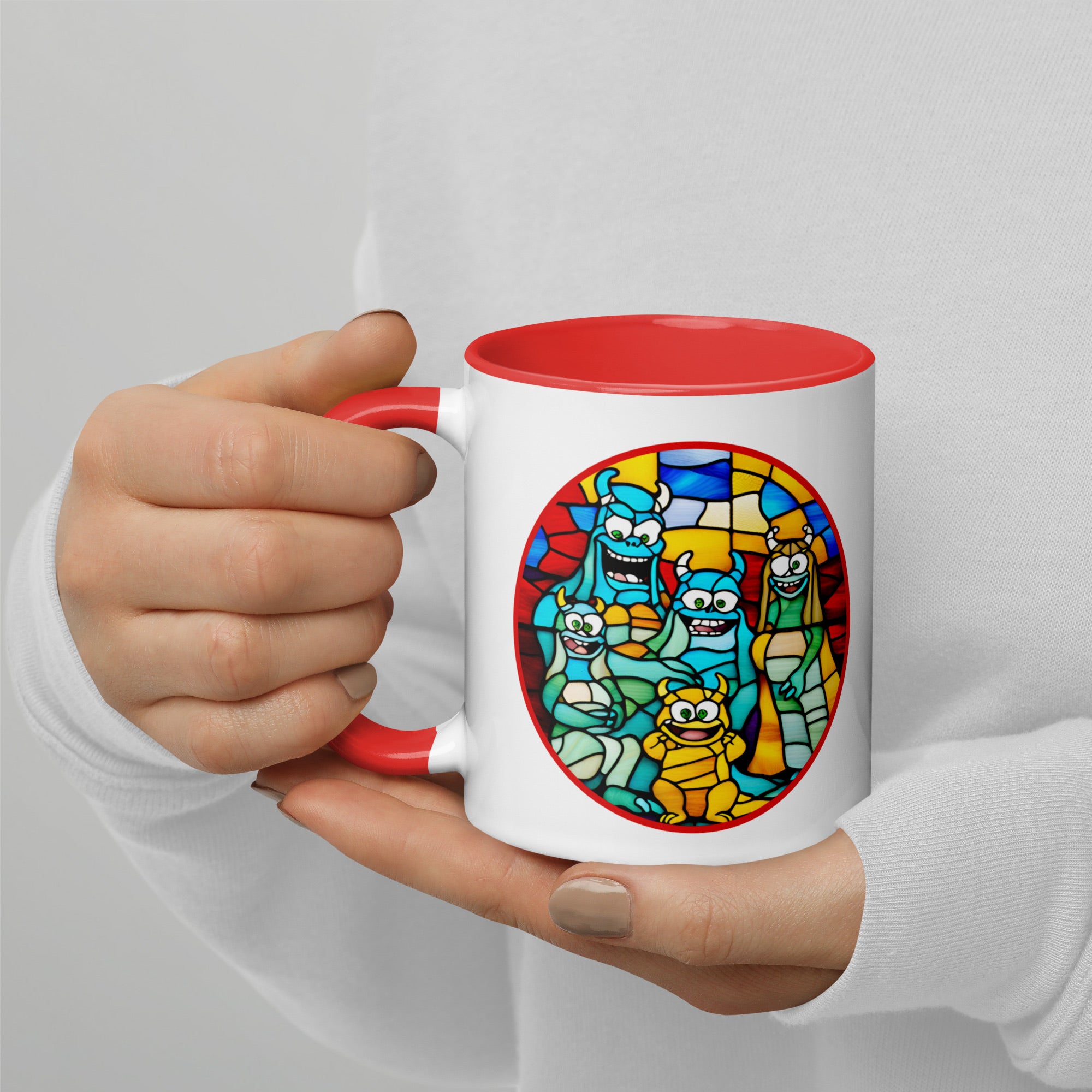 Taza Familiar Monstruosamente Divertida de 11 oz - Arte Vitral Colorido