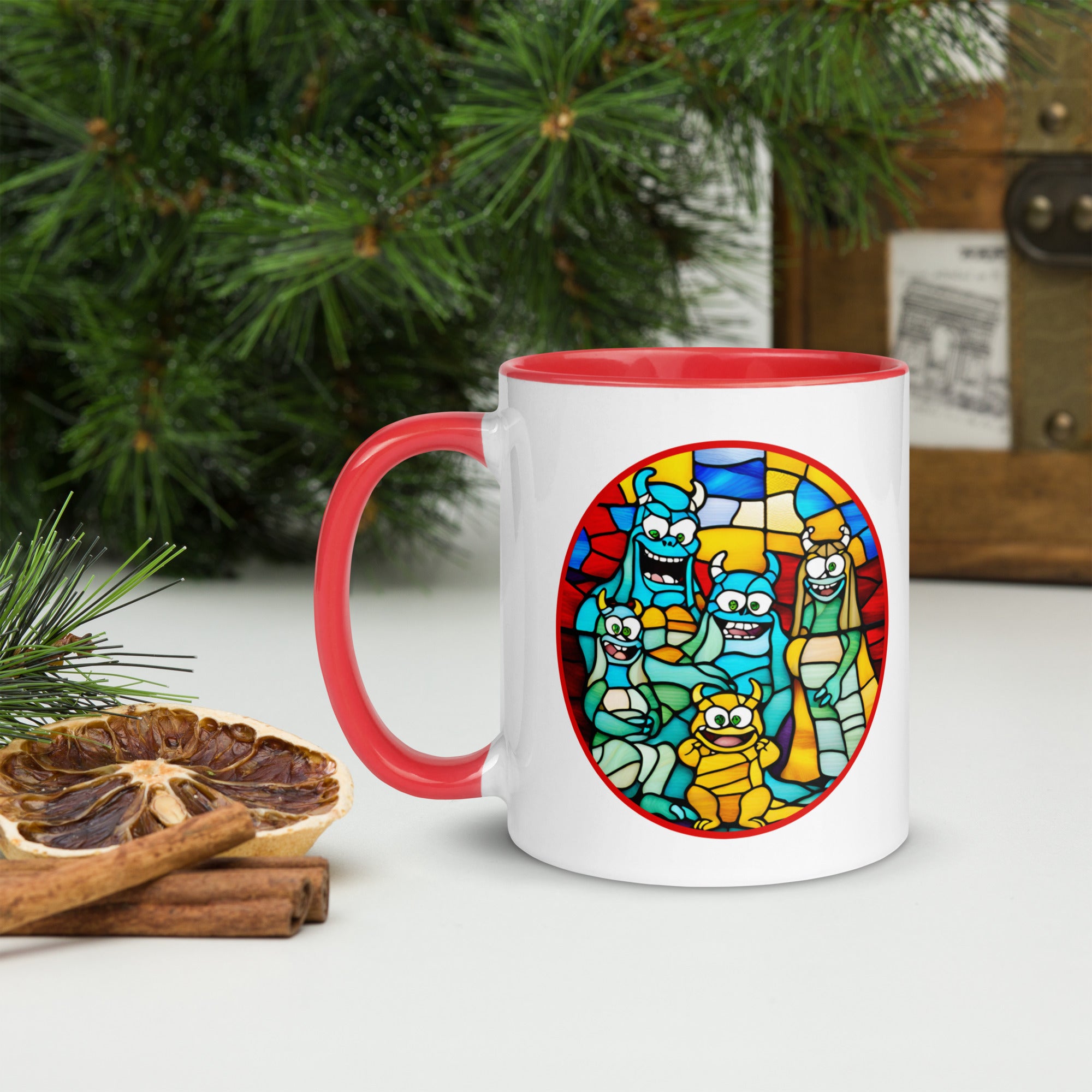 Taza Familiar Monstruosamente Divertida de 11 oz - Arte Vitral Colorido
