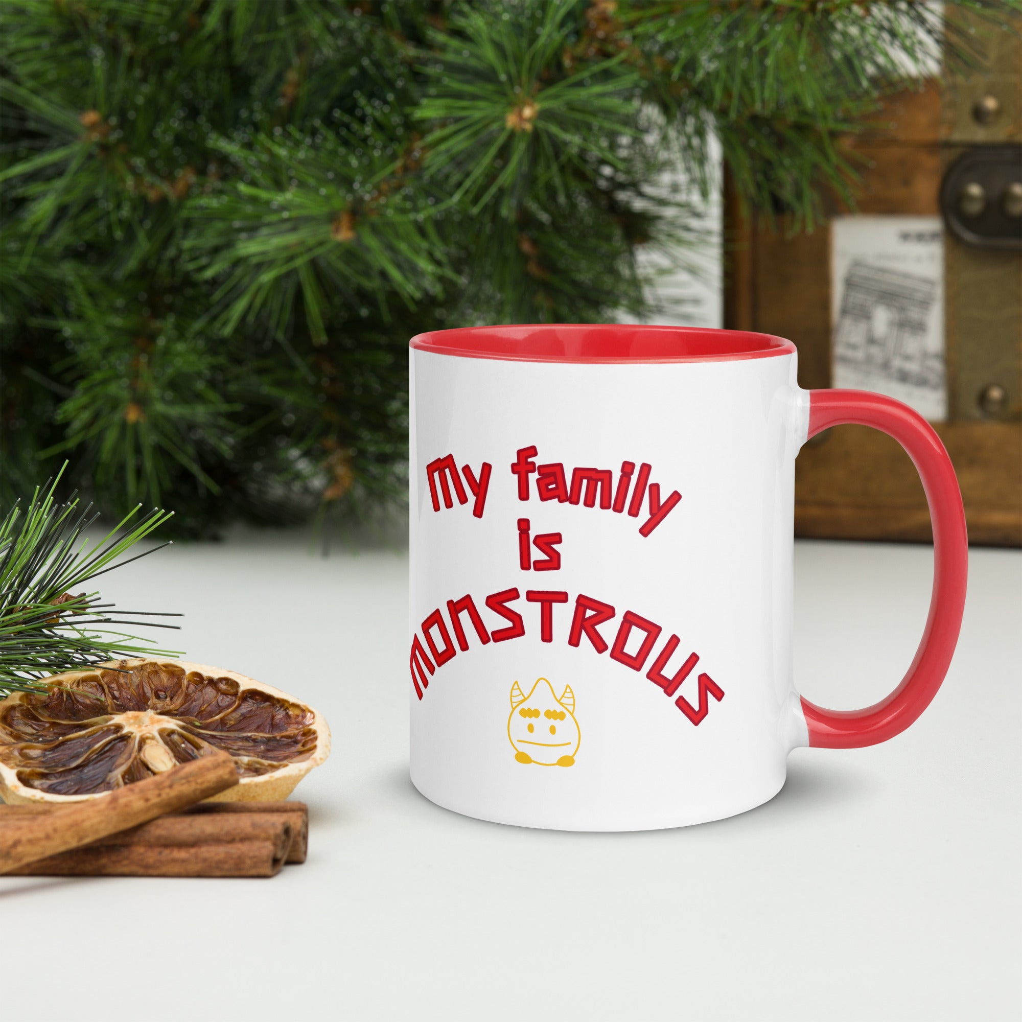 Taza Familiar Monstruosamente Divertida de 11 oz - Arte Vitral Colorido