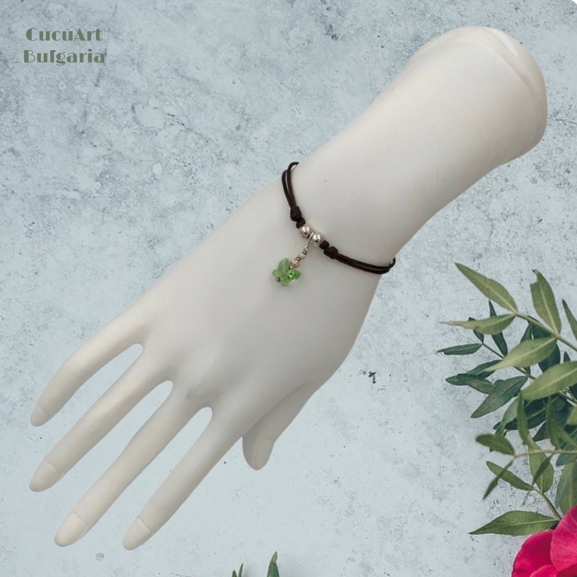 Pulsera “Mariposa” de Plata de Ley y Cristal Tallado. Hecho a mano por CucuArt - CucuArt