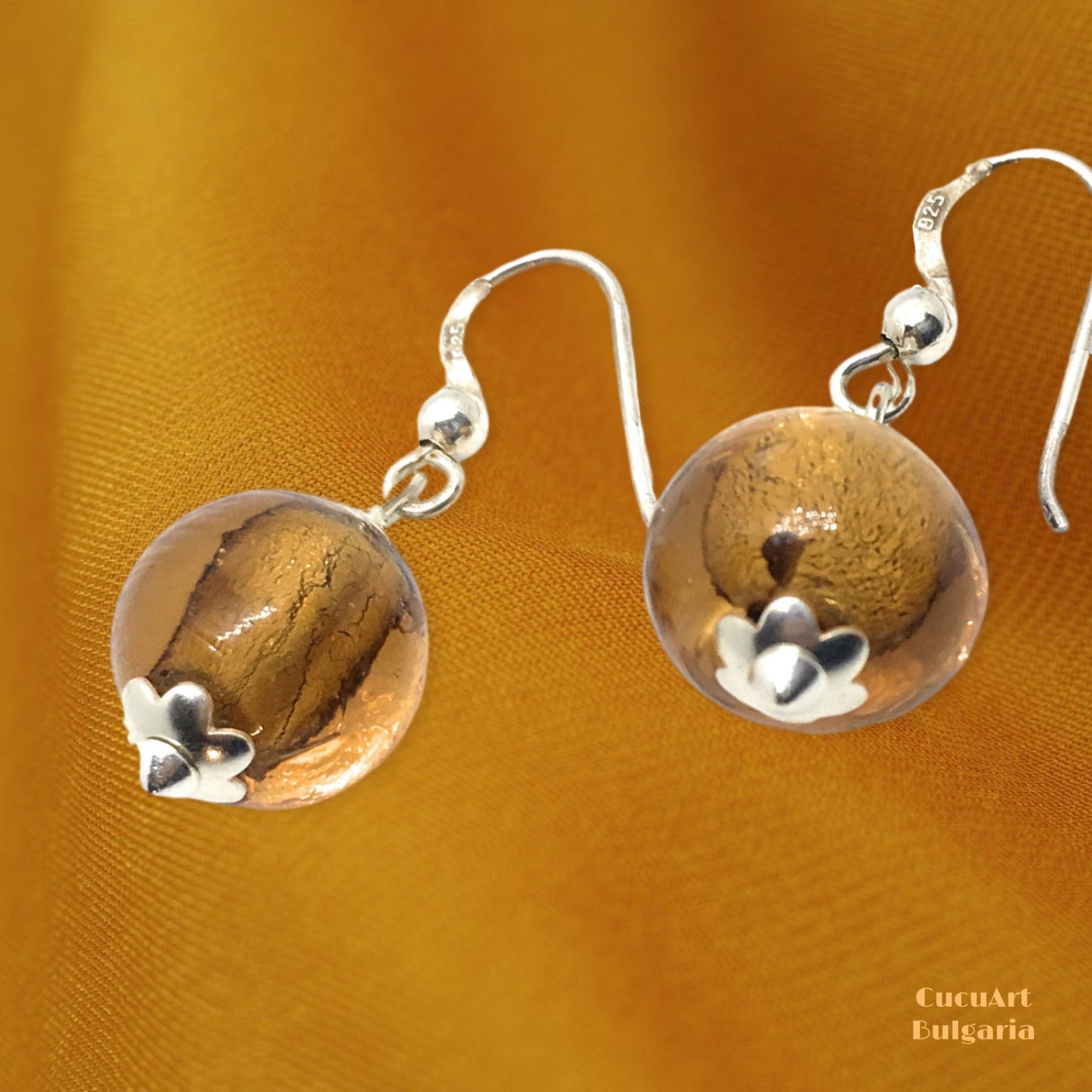 Pendientes de Cristal Artesanal y Plata de Ley. Varios colores. Hecho a mano por CucuArt - CucuArt