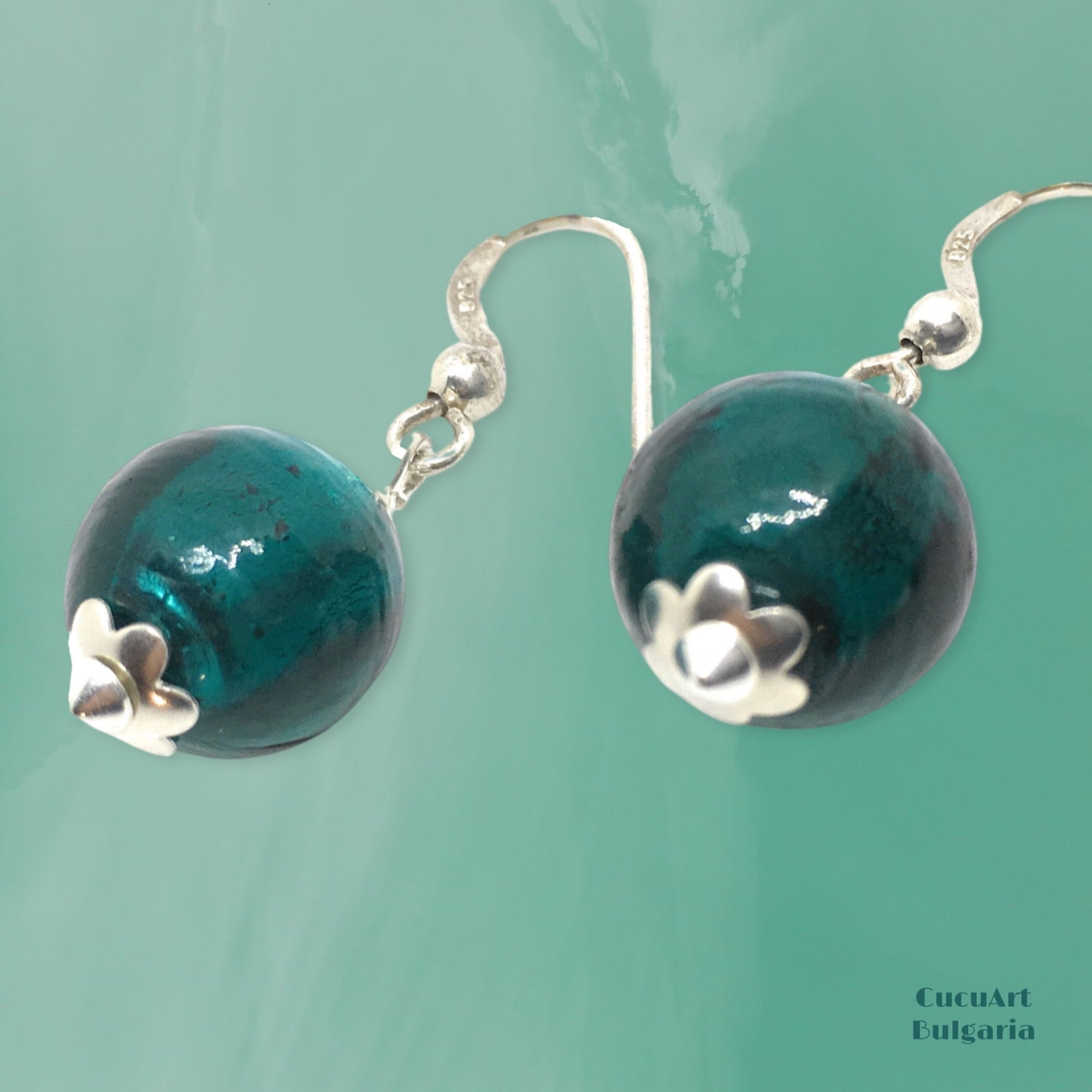 Pendientes de Cristal Artesanal y Plata de Ley. Varios colores. Hecho a mano por CucuArt - CucuArt