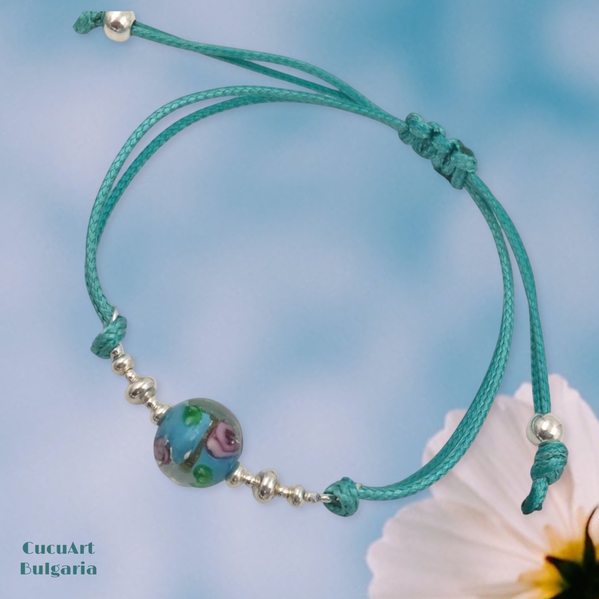 Pulsera de Cristal Artesanal y Plata de Ley. Varios colores. Hecho a mano por CucuArt - CucuArt