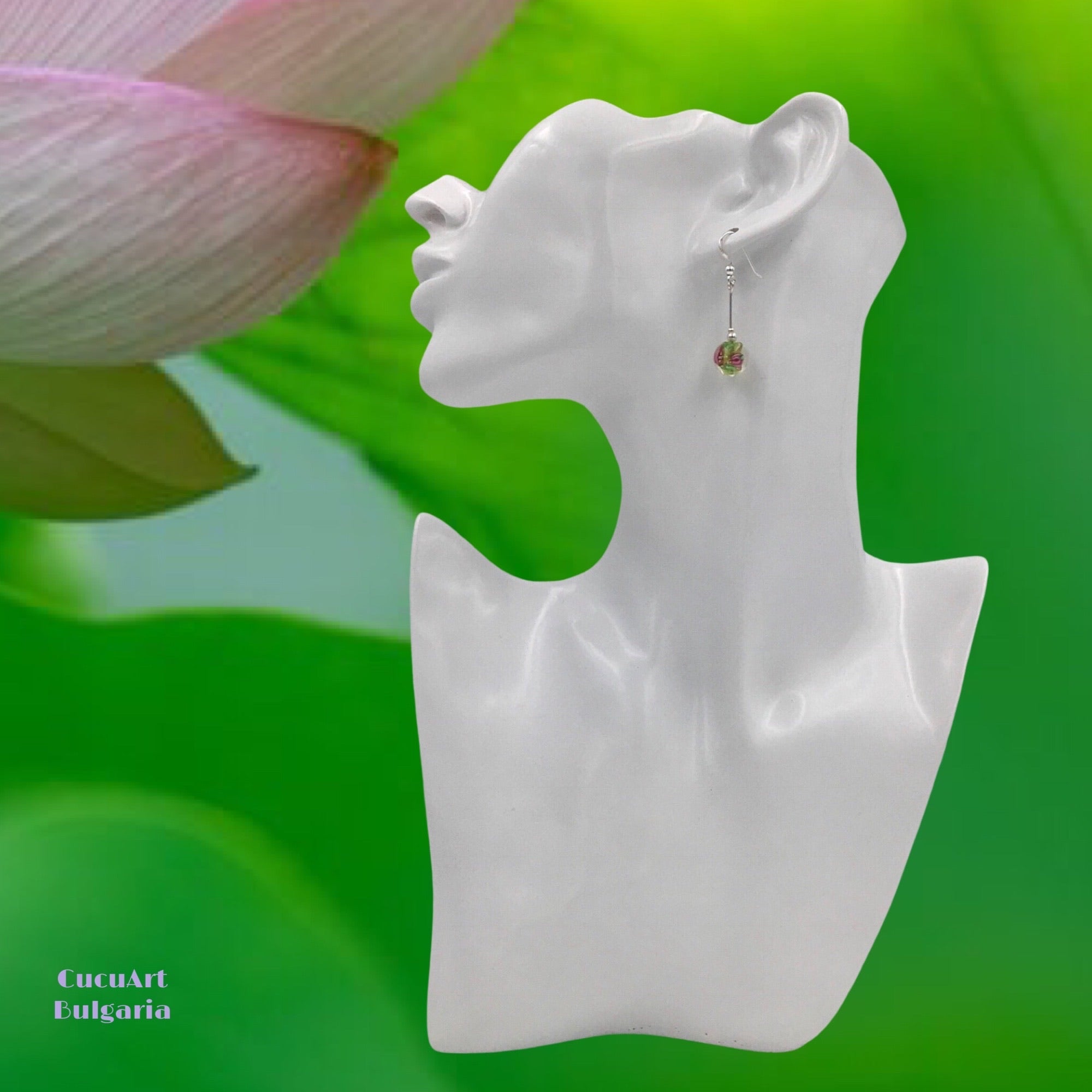 Pendientes de Cristal Artesanal y Plata de Ley. Varios colores. Hecho a mano por CucuArt - CucuArt