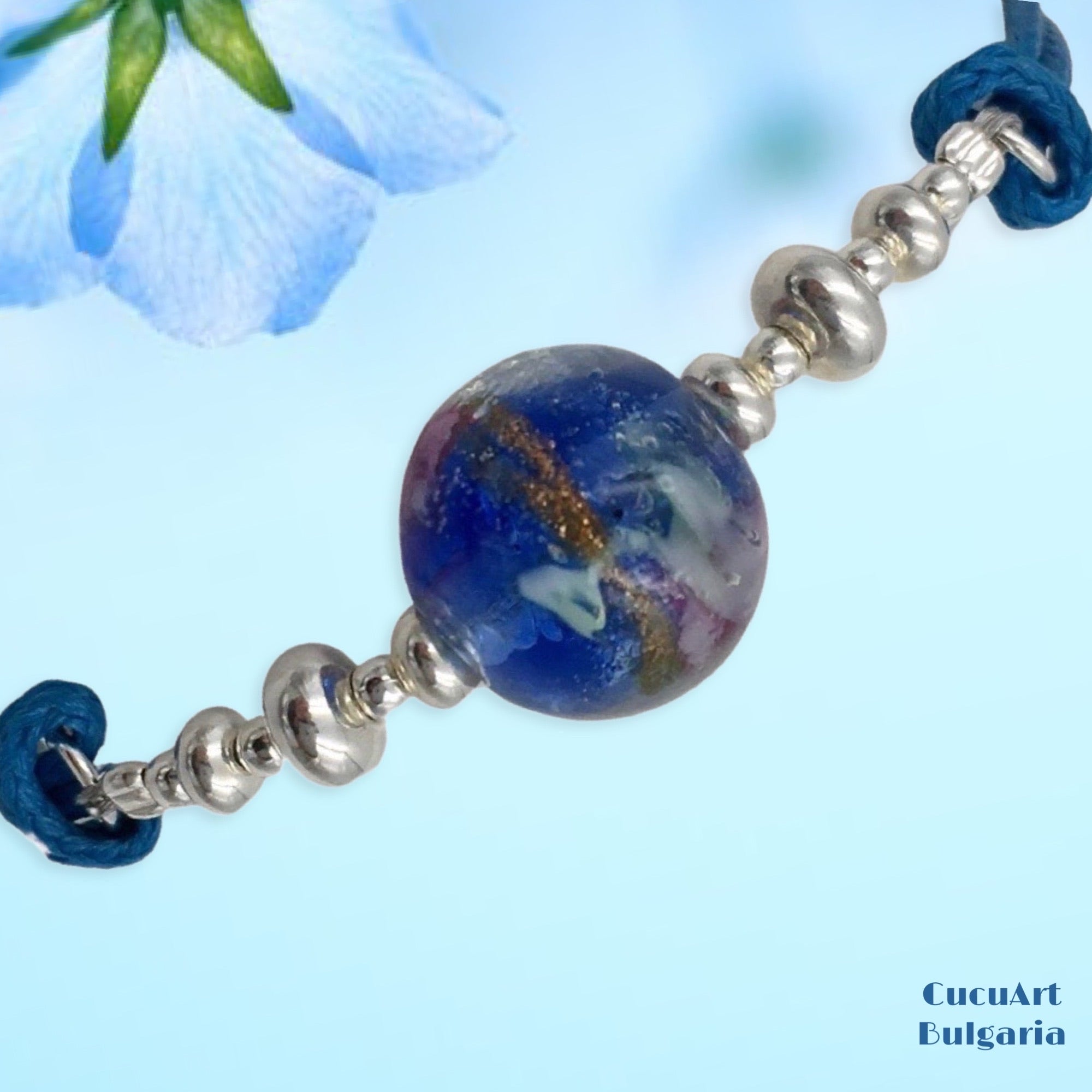 Pulsera de Cristal Artesanal y Plata de Ley. Varios colores. Hecho a mano por CucuArt - CucuArt