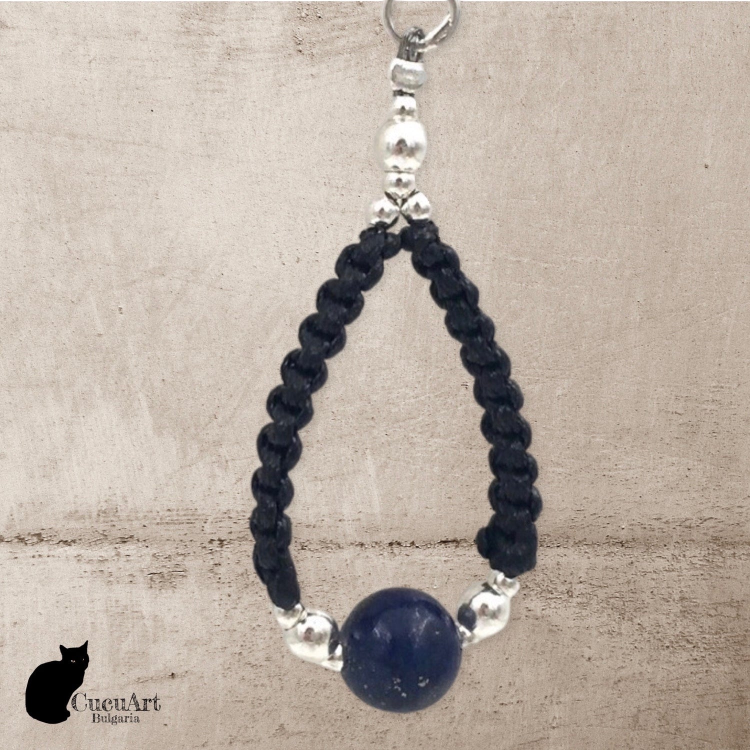Pendientes de Macramé con Lapislázuli  y Plata de Ley. Hecho a mano por CucuArt - CucuArt