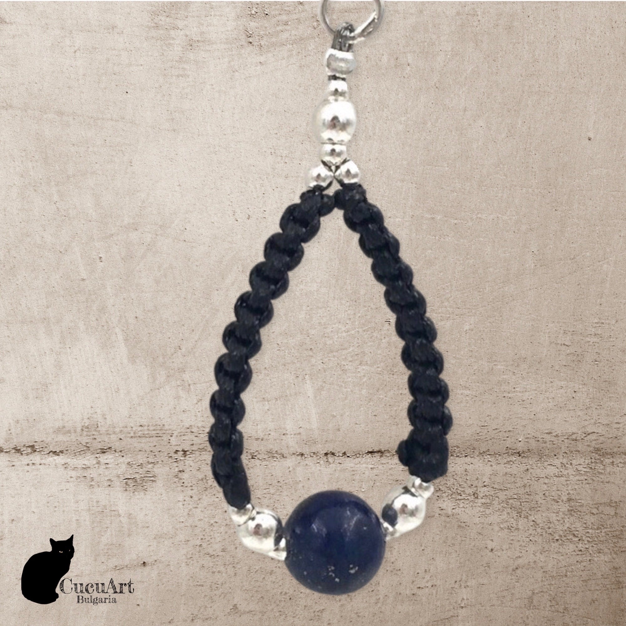 Pendientes de Macramé con Lapislázuli y Plata de Ley. Hecho a mano por CucuArt - CucuArt