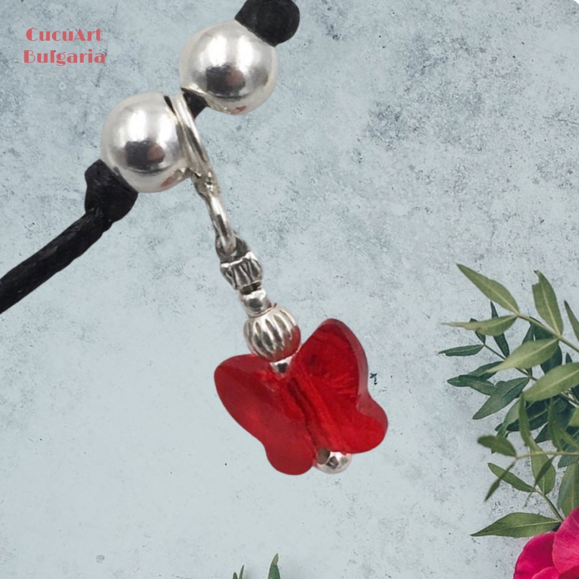 Pulsera “Mariposa” de Plata de Ley y Cristal Tallado. Hecho a mano por CucuArt - CucuArt