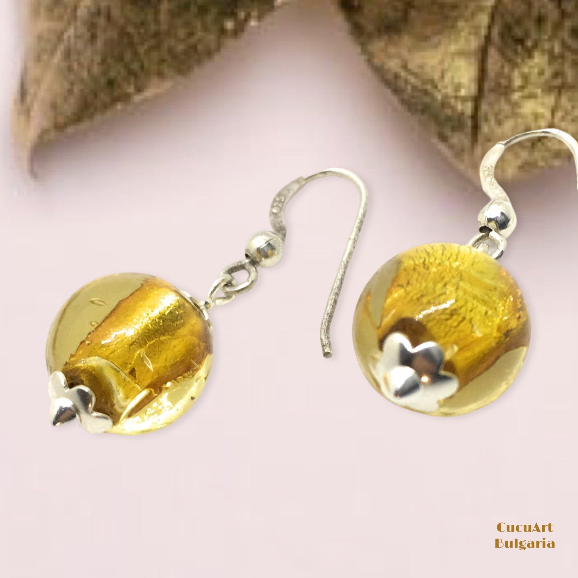 Pendientes de Cristal Artesanal y Plata de Ley. Varios colores. Hecho a mano por CucuArt - CucuArt