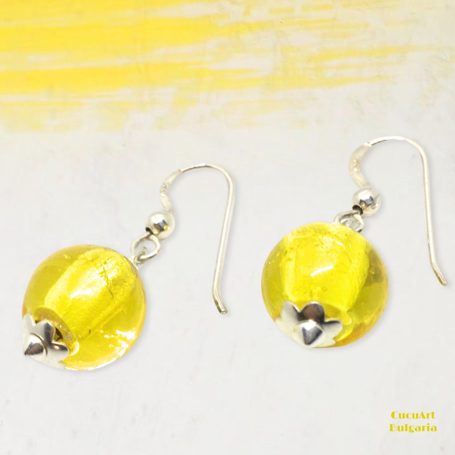 Pendientes de Cristal Artesanal y Plata de Ley. Varios colores. Hecho a mano por CucuArt - CucuArt