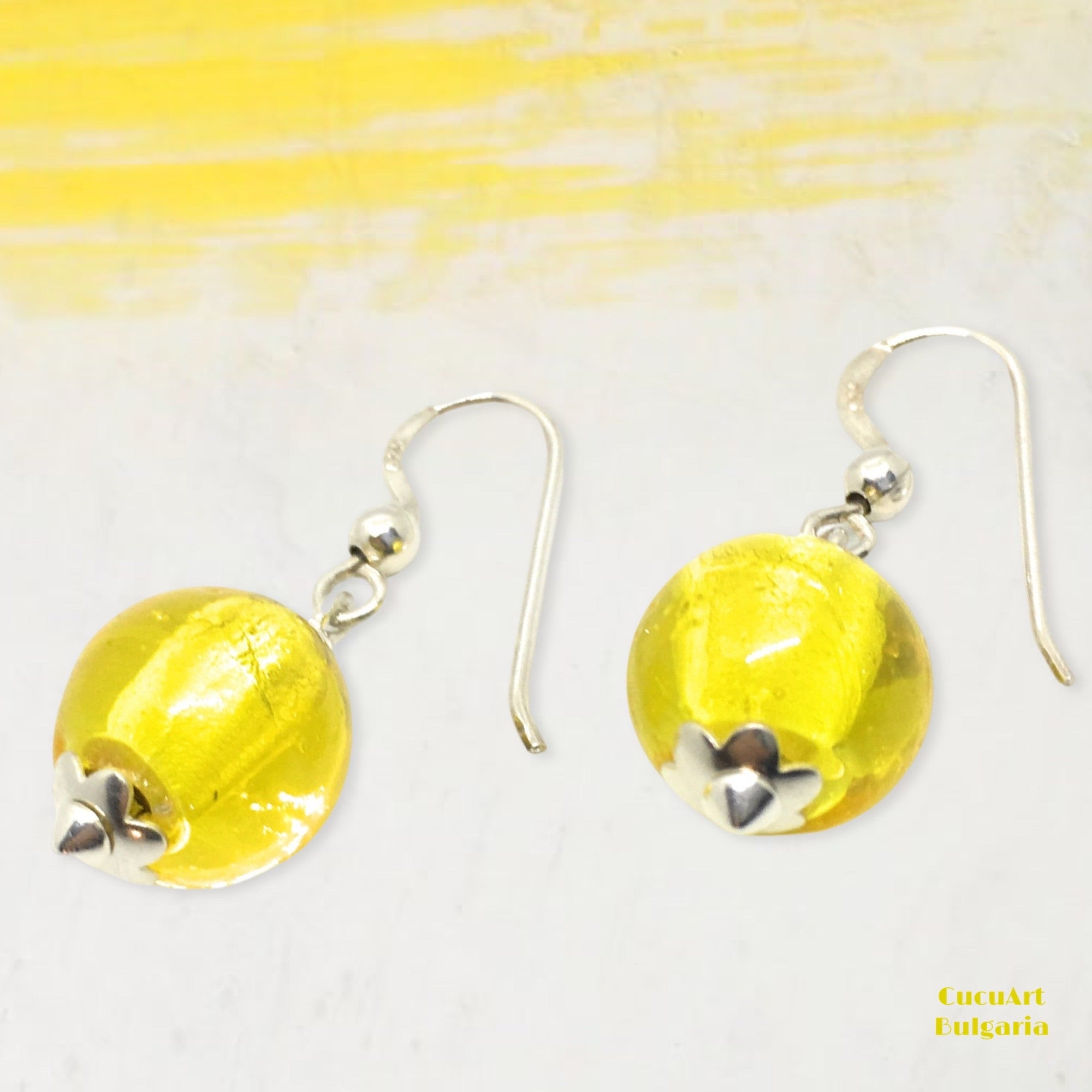 Pendientes de Cristal Artesanal y Plata de Ley. Varios colores. Hecho a mano por CucuArt - CucuArt