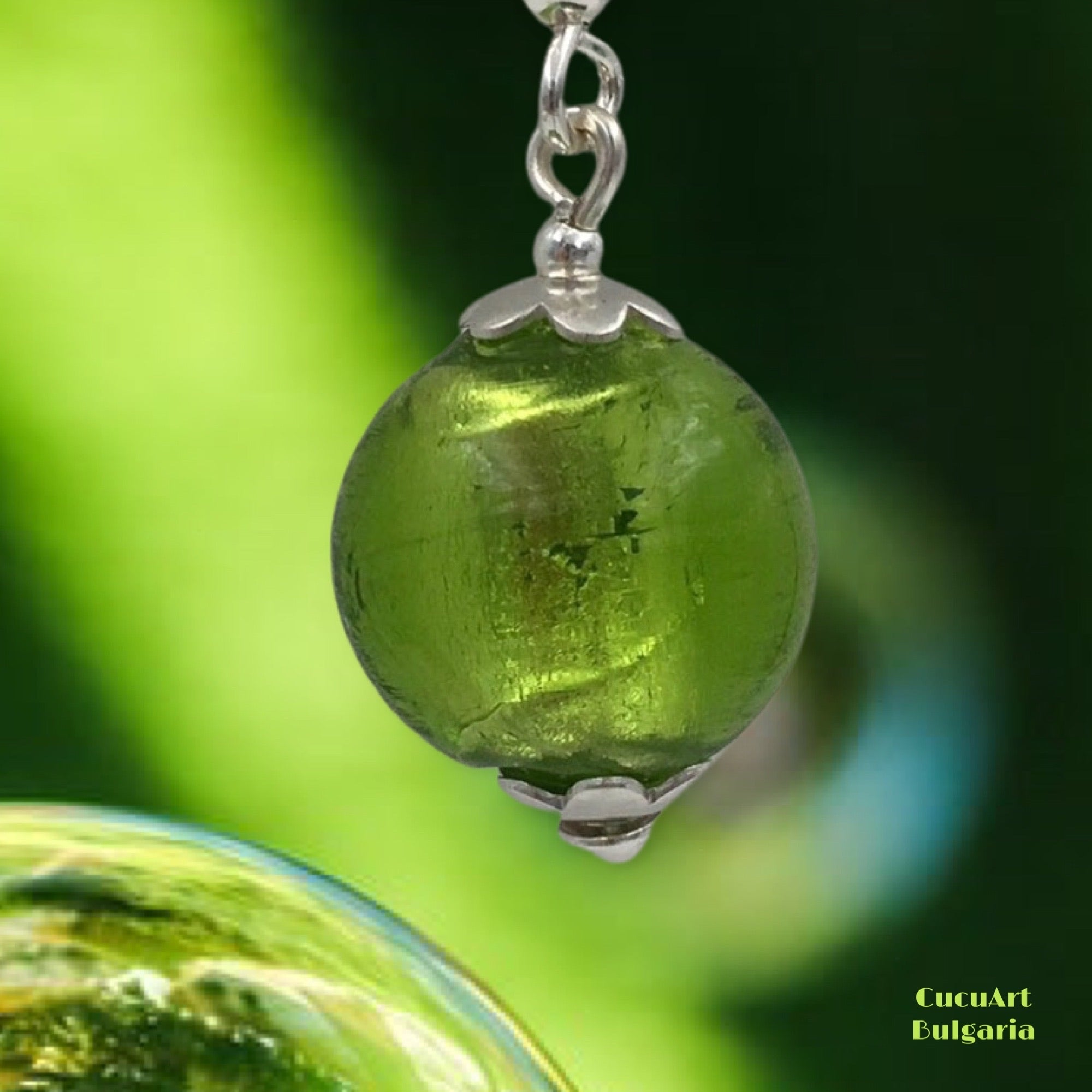 Pendientes de Cristal Artesanal y Plata de Ley. Varios colores. Hecho a mano por CucuArt - CucuArt