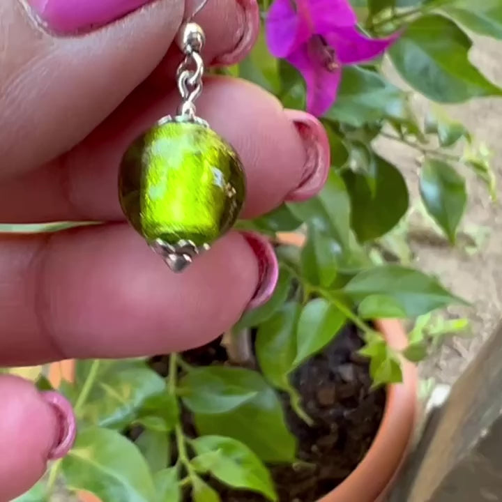 Pendientes de Cristal Artesanal y Plata de Ley. Varios colores. Hecho a mano por CucuArt