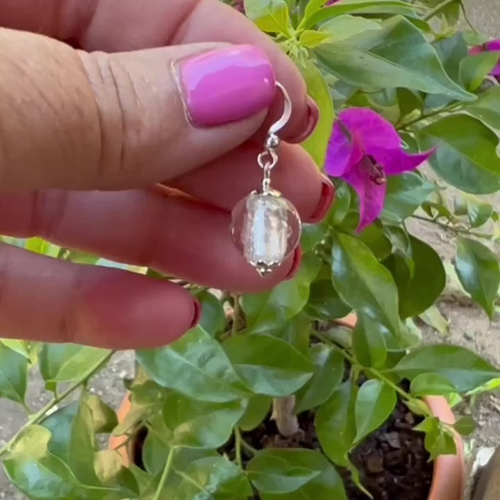 Pendientes de Cristal Artesanal y Plata de Ley. Varios colores. Hecho a mano por CucuArt