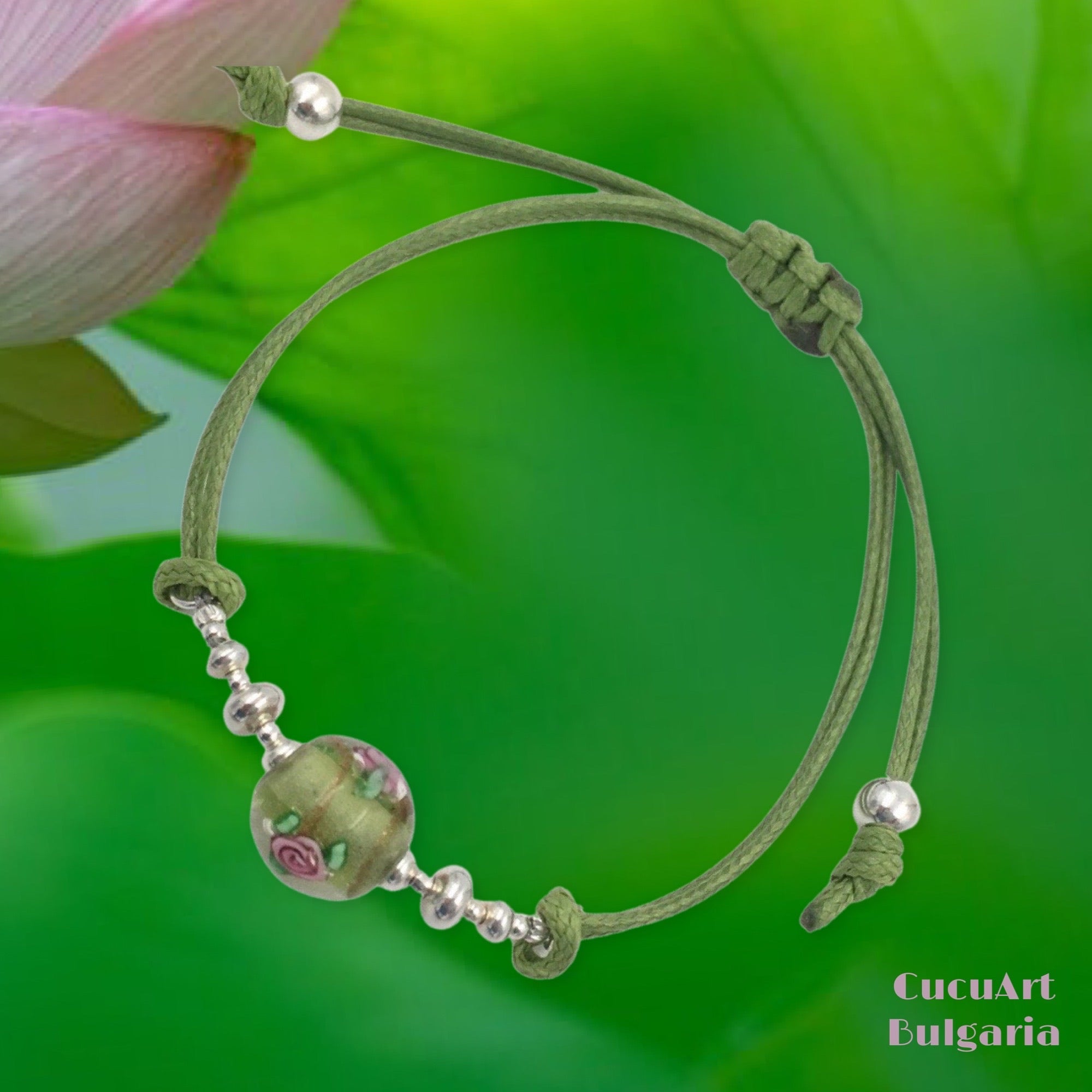 Pulsera de Cristal Artesanal y Plata de Ley. Varios colores. Hecho a mano por CucuArt - CucuArt