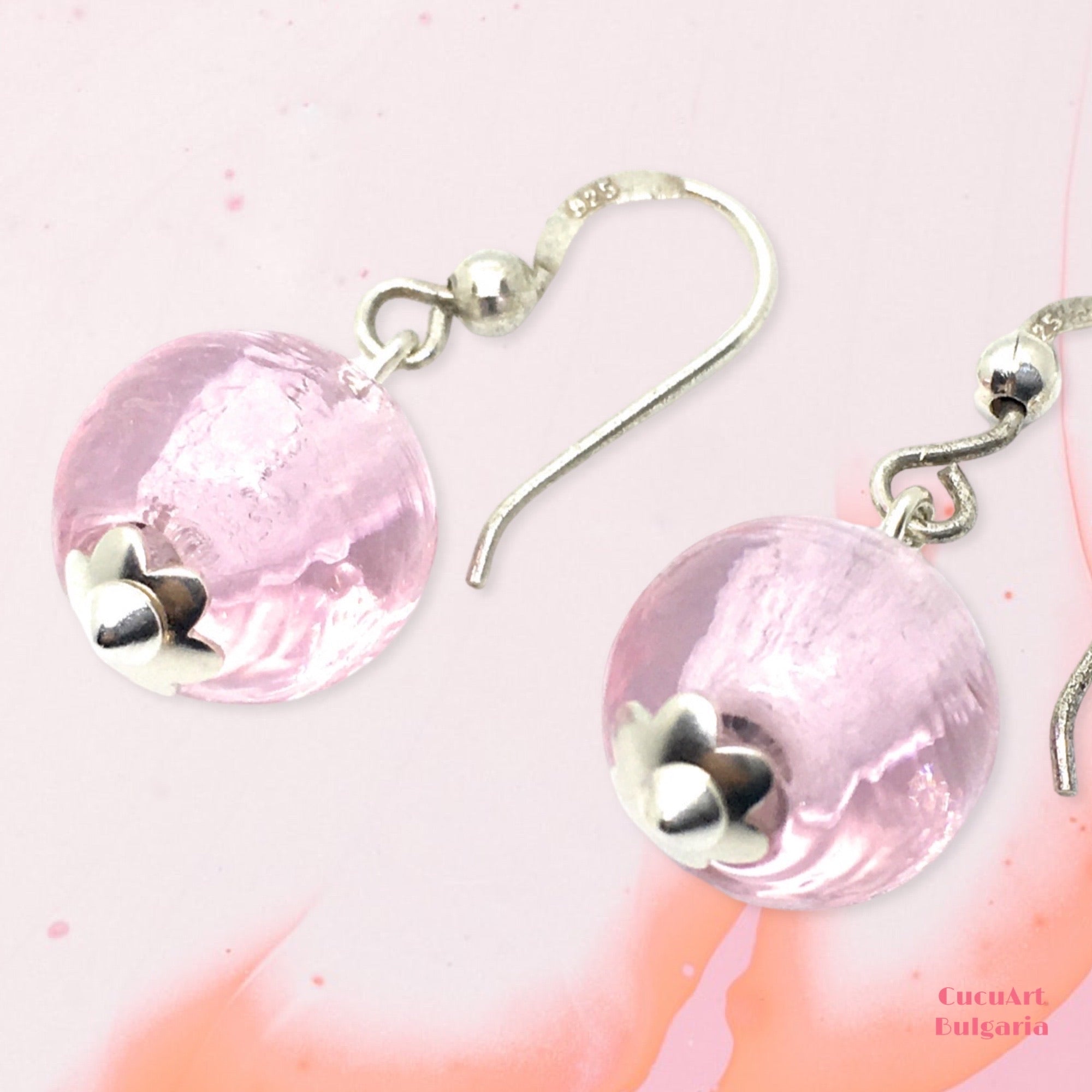 Pendientes de Cristal Artesanal y Plata de Ley. Varios colores. Hecho a mano por CucuArt - CucuArt