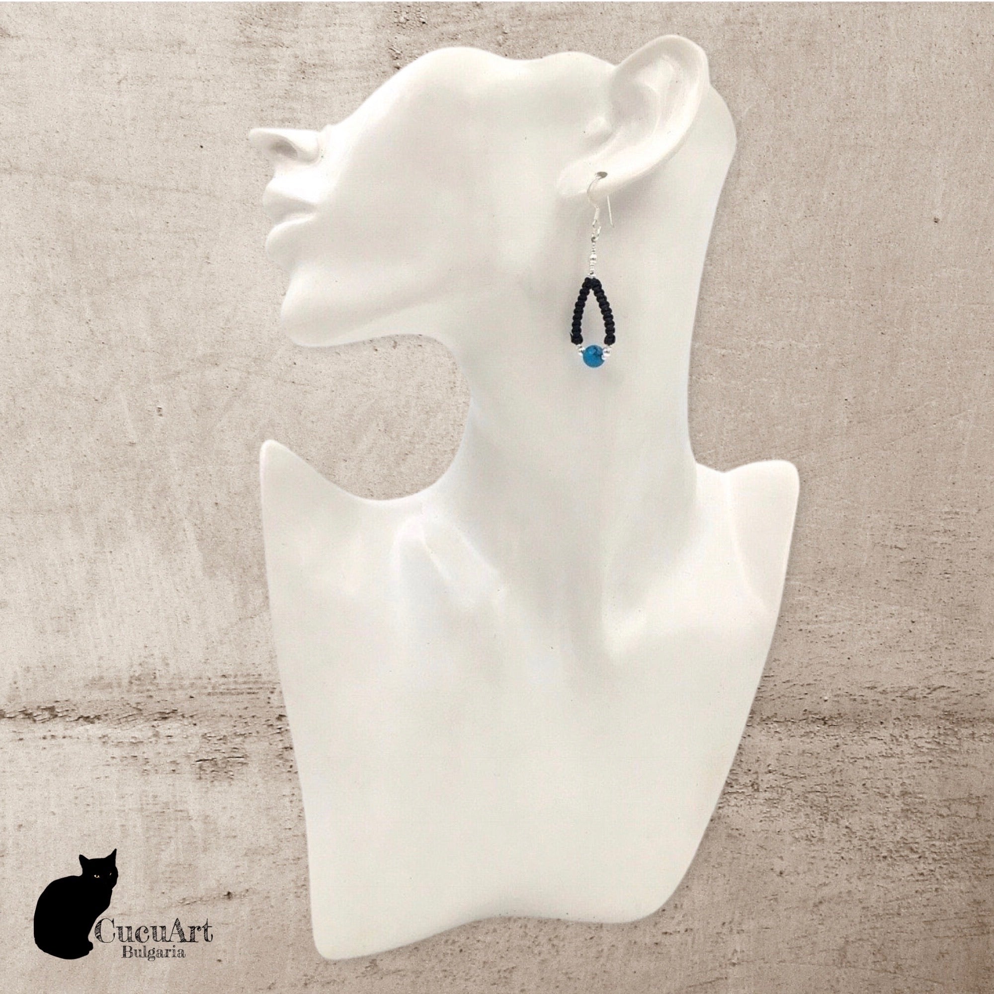 Pendientes de Macramé con Turquenita y Plata de Ley. Hecho a mano por CucuArt - CucuArt