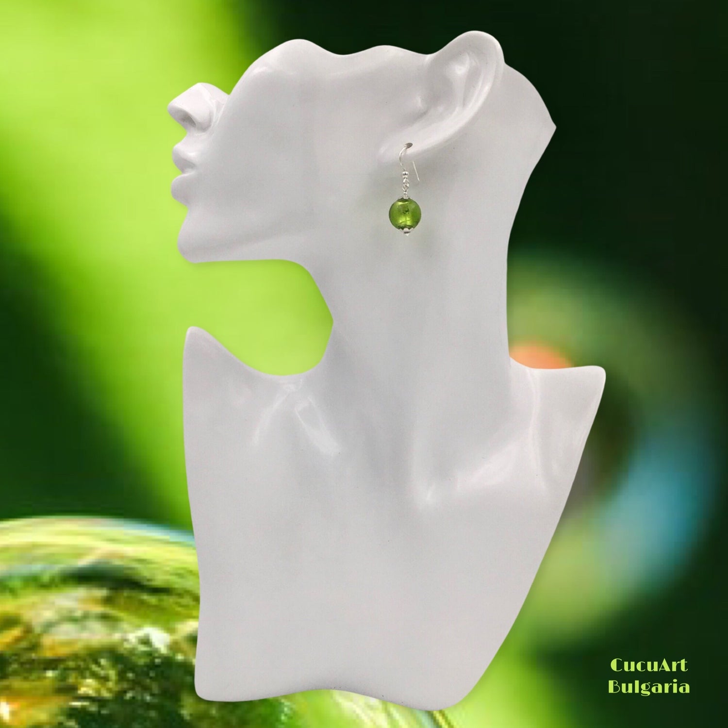 Pendientes de Cristal Artesanal y Plata de Ley. Varios colores. Hecho a mano por CucuArt - CucuArt