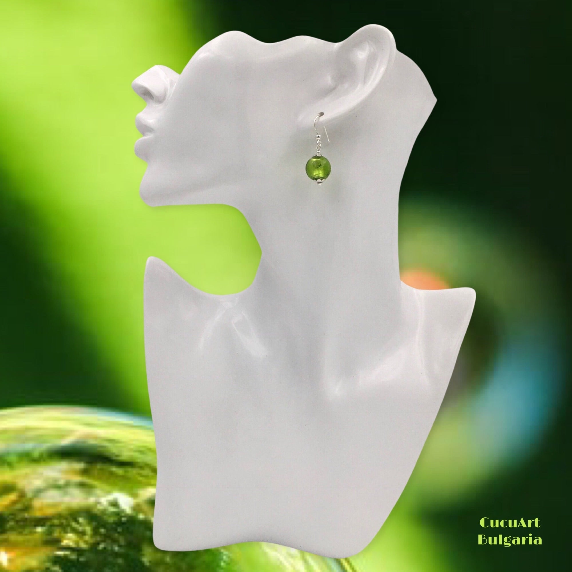 Pendientes de Cristal Artesanal y Plata de Ley. Varios colores. Hecho a mano por CucuArt - CucuArt