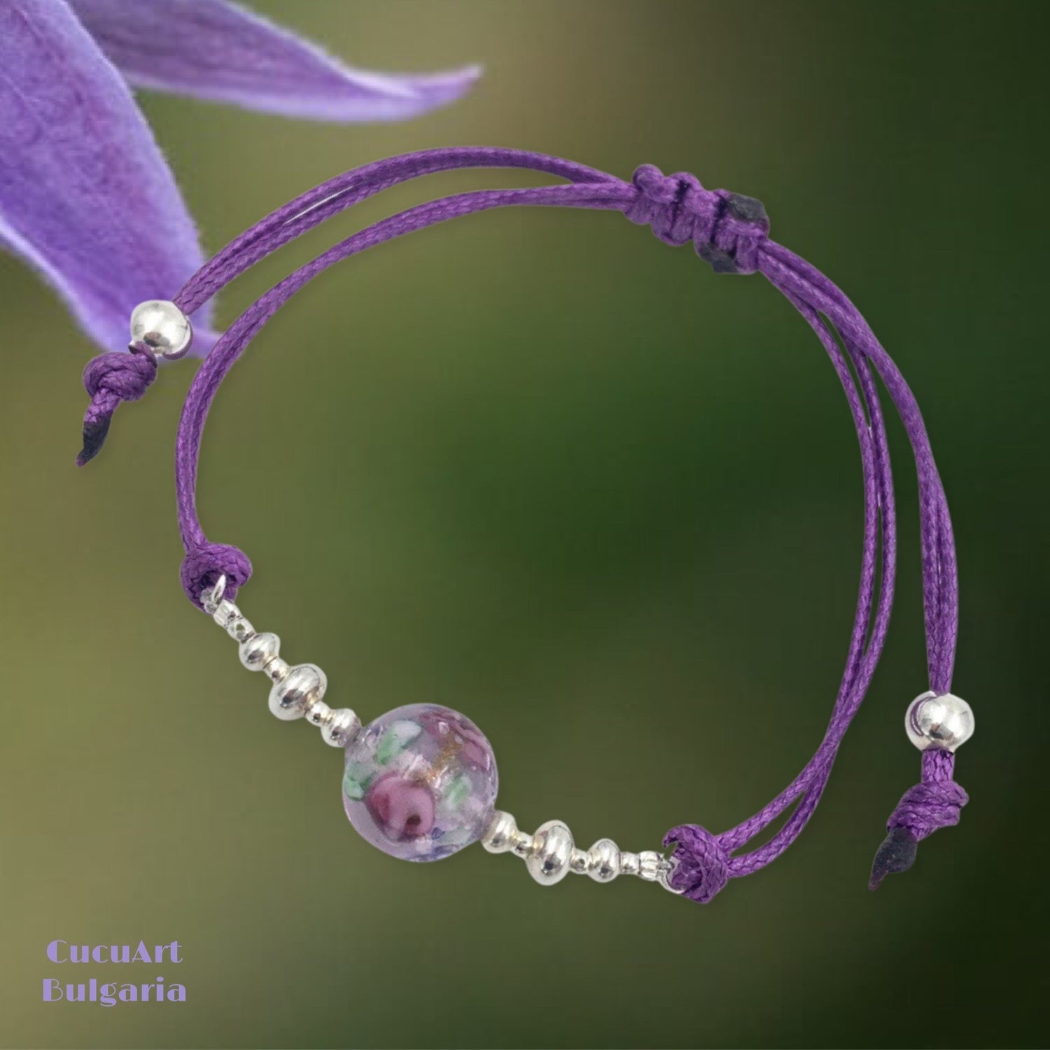 Pulsera de Cristal Artesanal y Plata de Ley. Varios colores. Hecho a mano por CucuArt - CucuArt