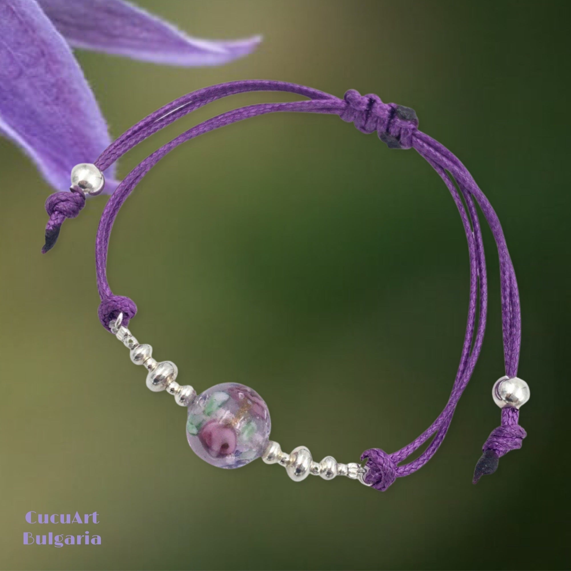Pulsera de Cristal Artesanal y Plata de Ley. Varios colores. Hecho a mano por CucuArt - CucuArt