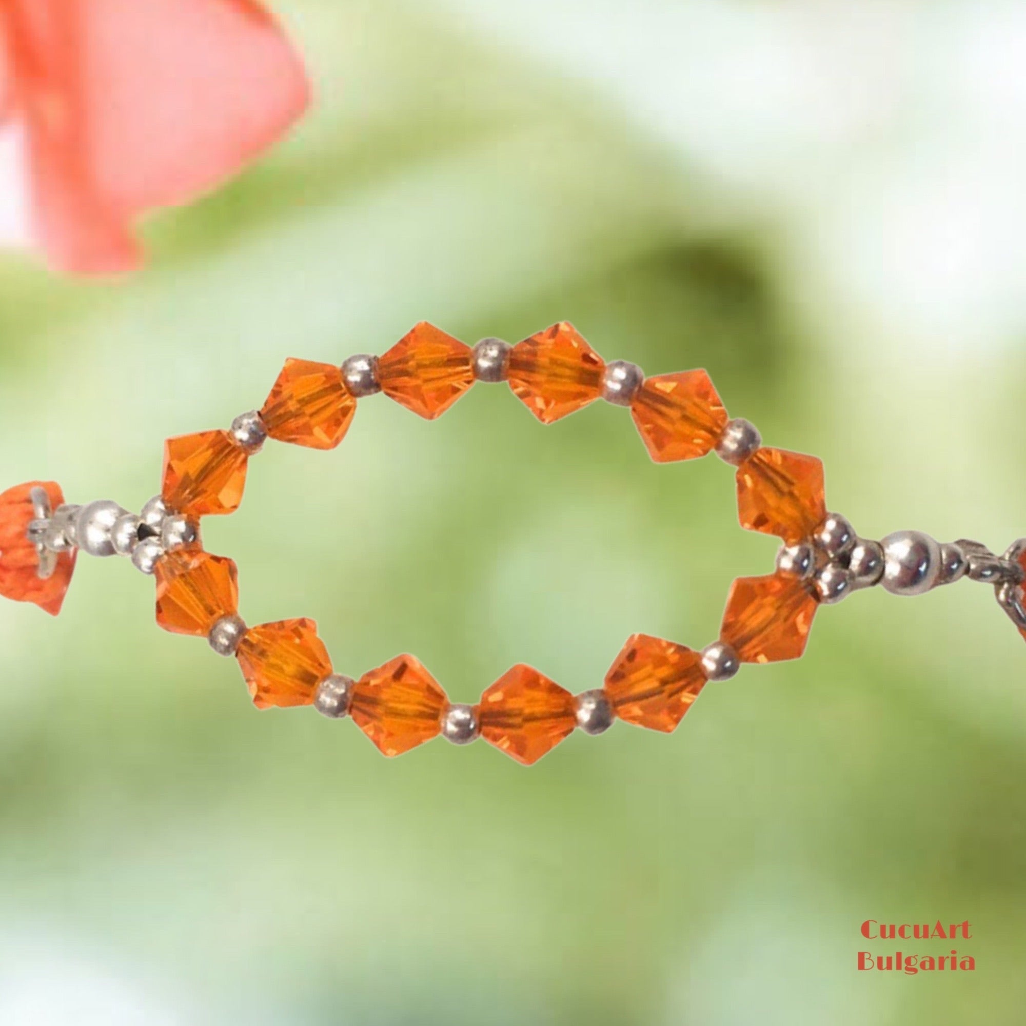 Pulsera de Plata de Ley y Cristal Tallado. Hecho a mano por CucuArt - CucuArt