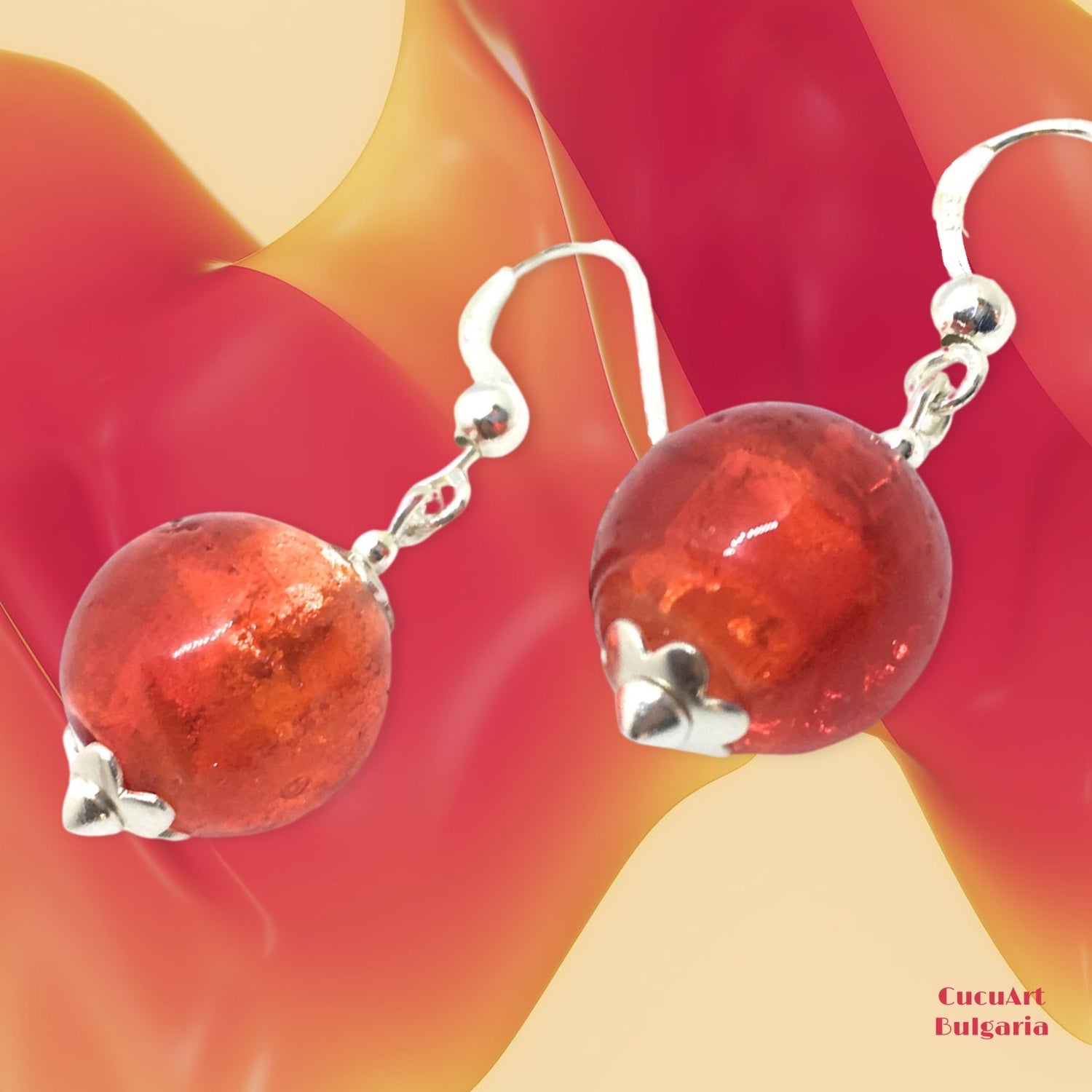 Pendientes de Cristal Artesanal y Plata de Ley. Varios colores. Hecho a mano por CucuArt - CucuArt