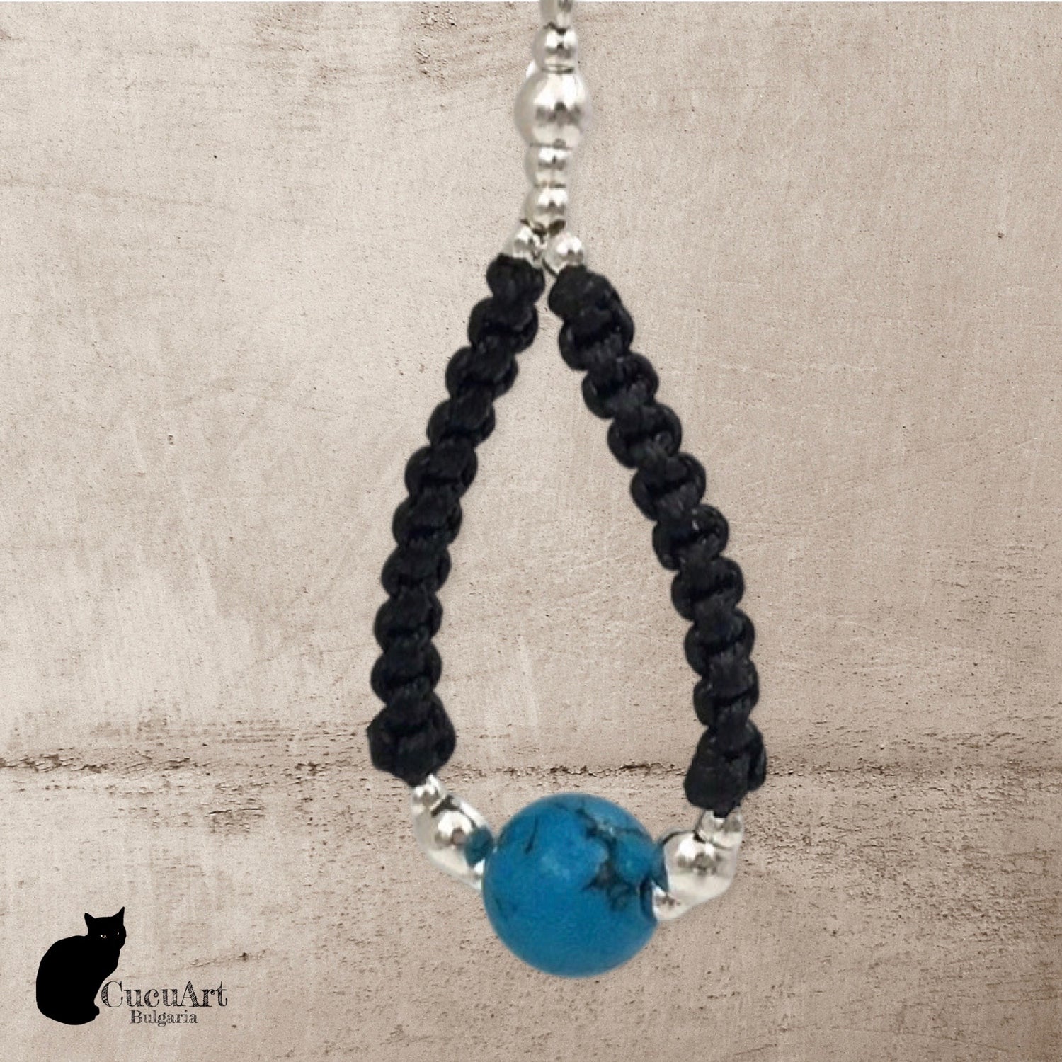 Pendientes de Macramé con Turquenita  y Plata de Ley. Hecho a mano por CucuArt - CucuArt
