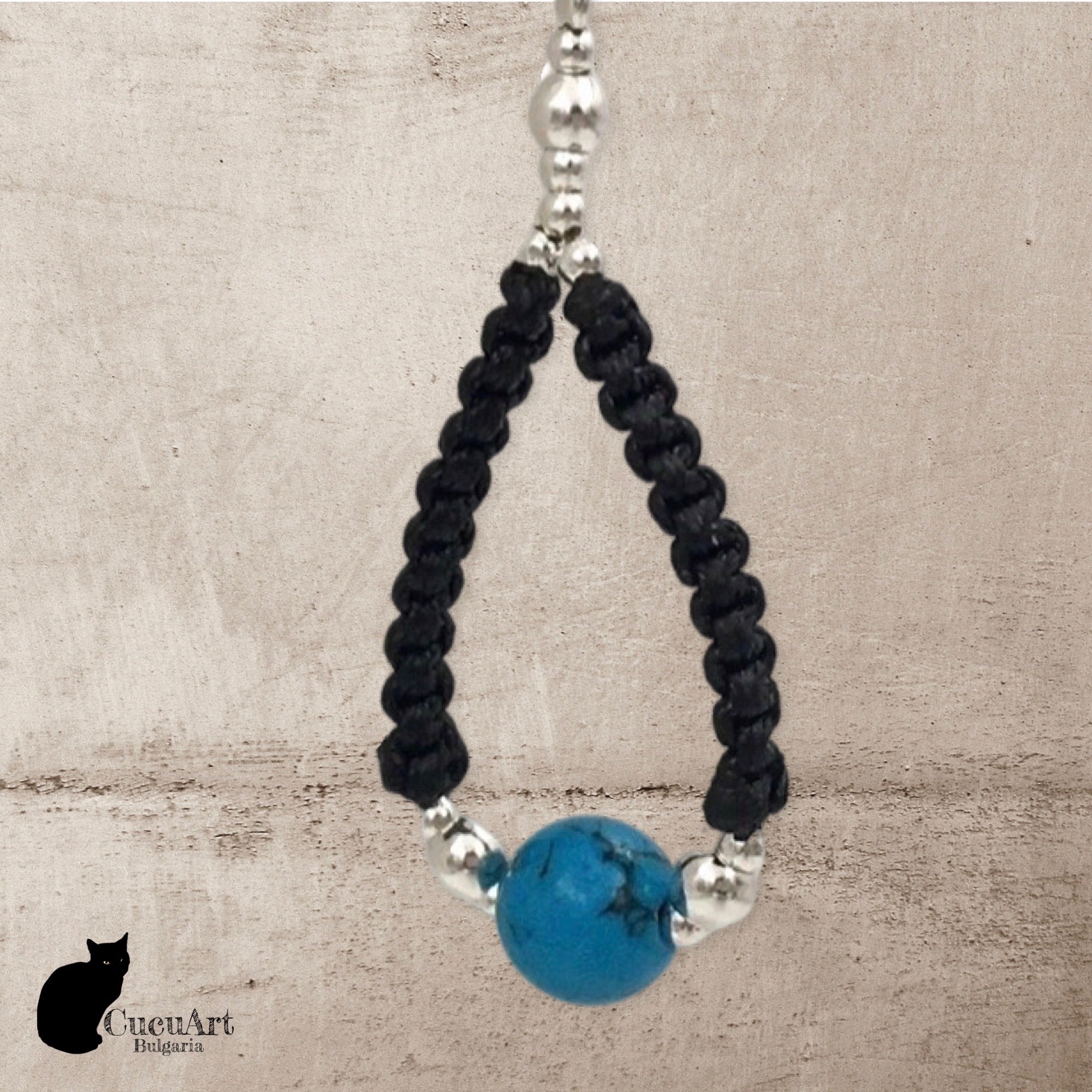 Pendientes de Macramé con Turquenita y Plata de Ley. Hecho a mano por CucuArt - CucuArt