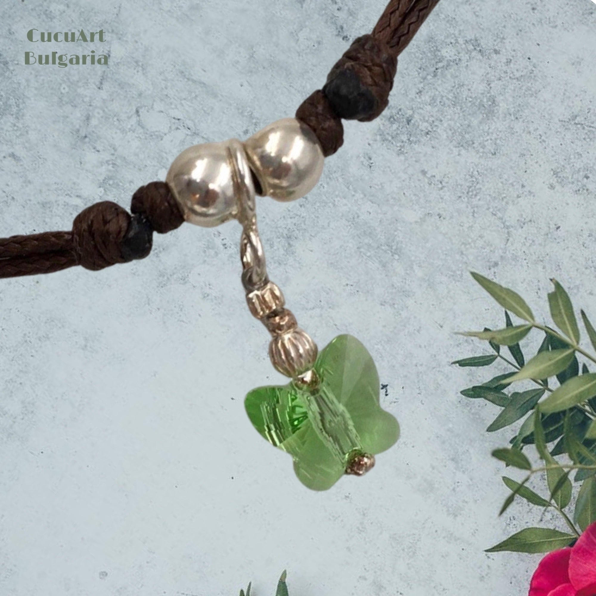 Pulsera “Mariposa” de Plata de Ley y Cristal Tallado. Hecho a mano por CucuArt - CucuArt