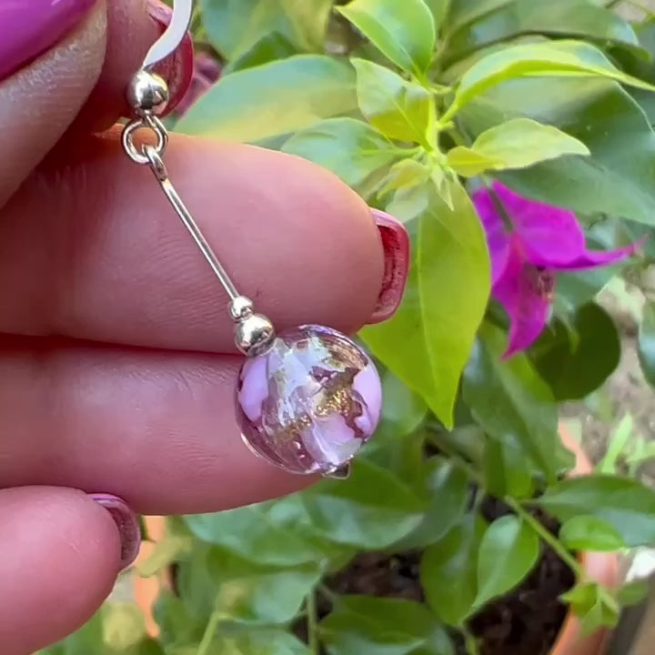 Pendientes de Cristal Artesanal y Plata de Ley. Varios colores. Hecho a mano por CucuArt