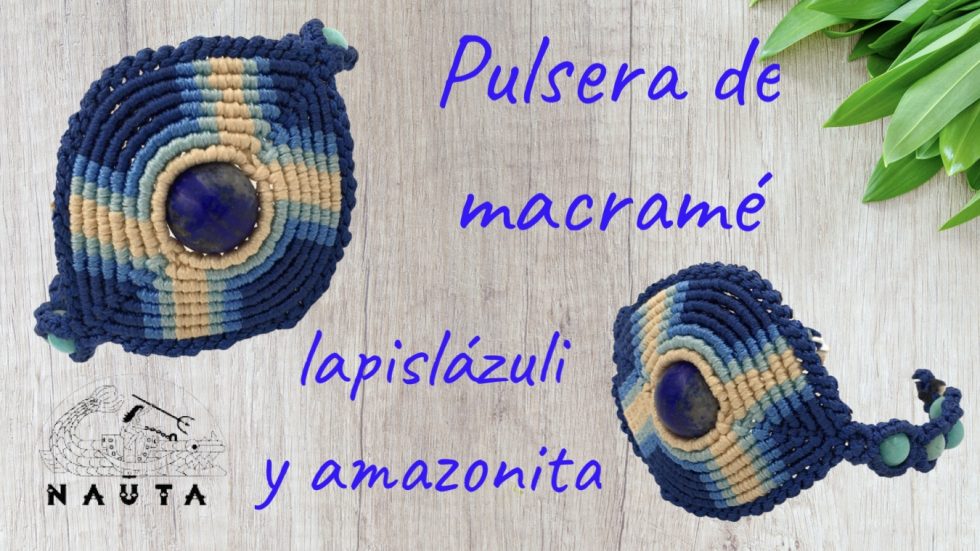 Pulsera de macramé con lapislázuli y amazonita