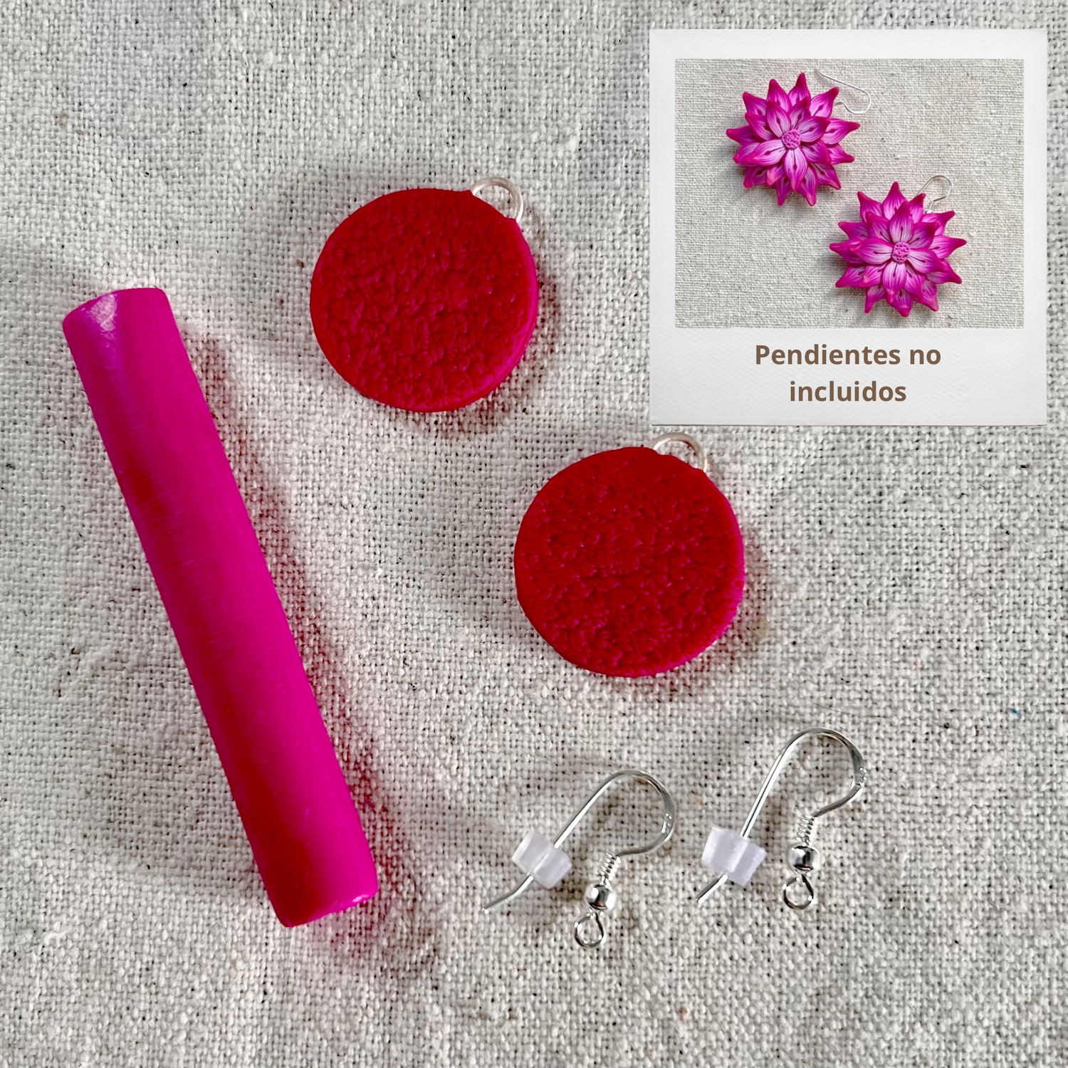 DIY. Kit para hacer pendientes con flores de arcilla polimérica. Vario –  CucuArt
