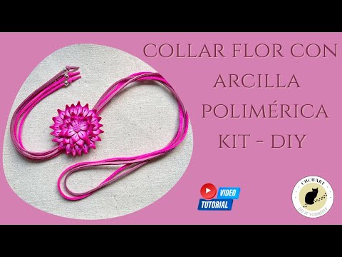 DIY. Kit para hacer collar con flor de arcilla polimérica. Varios colores disponibles.