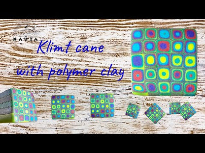 Ръчно изработена сурова полимерна глина Klimt cane. Различни цветове. премия. 5х1,5 см. Ръчна изработка от CucuArt