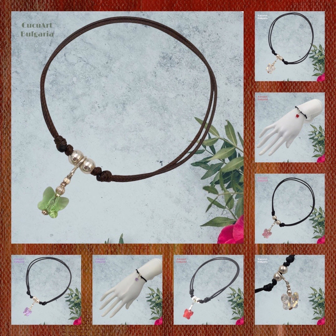Pulsera “Mariposa” de Plata de Ley y Cristal Tallado. Hecho a mano por CucuArt - CucuArt